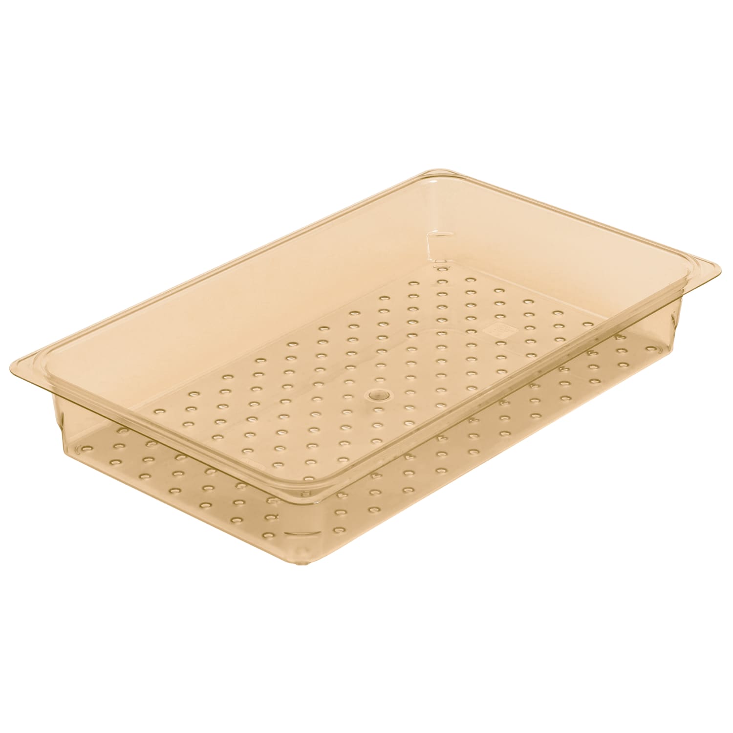 Cambro H-Pan High Heat GN 1/1 Colander Pans, 3inH x 12-3/4inW x 20-7/8inD, Amber, Pack Of 6 Pans