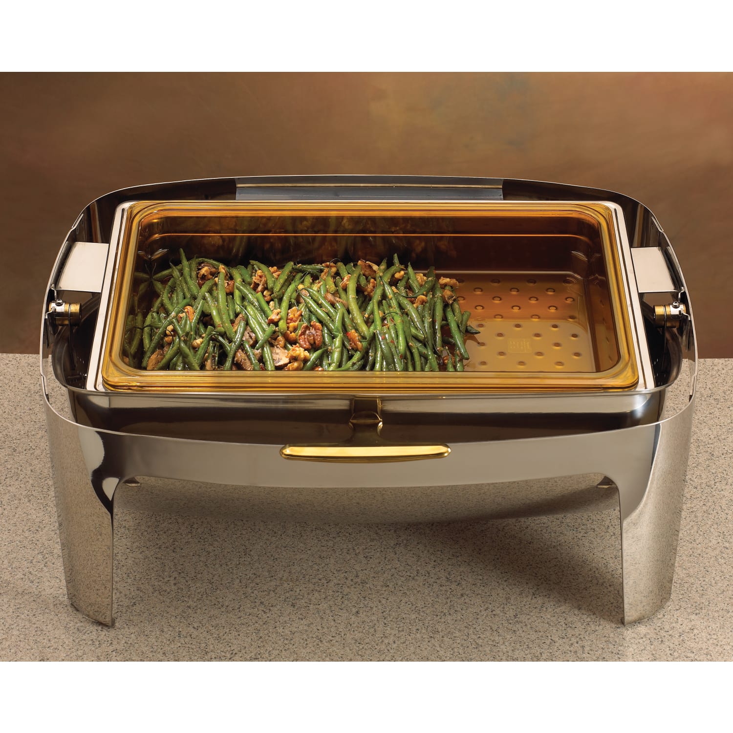 Cambro H-Pan High Heat GN 1/1 Colander Pans, 3inH x 12-3/4inW x 20-7/8inD, Amber, Pack Of 6 Pans - Image 5