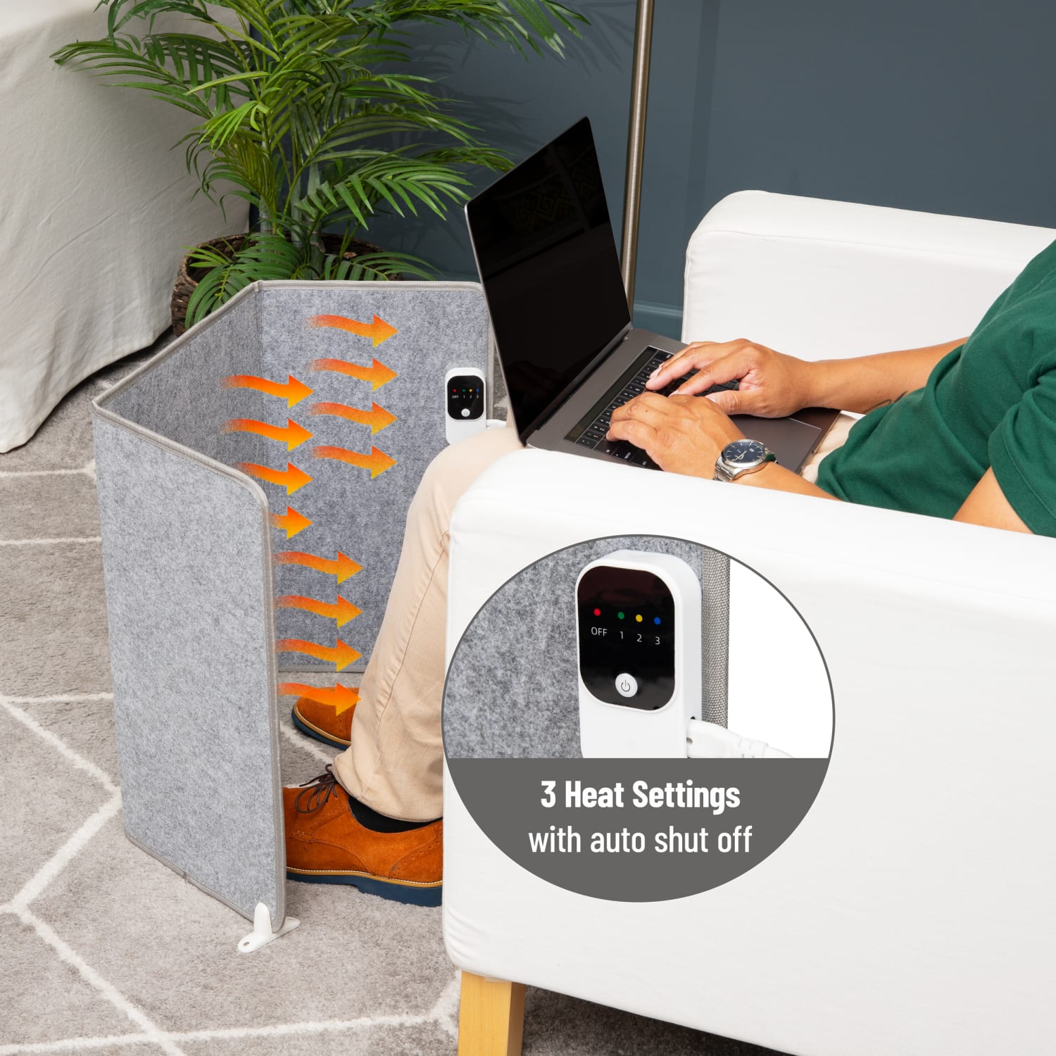 Mind Reader Under Desk Space Heater, 20-3/4in x 37-3/4in, Gray - Image 5