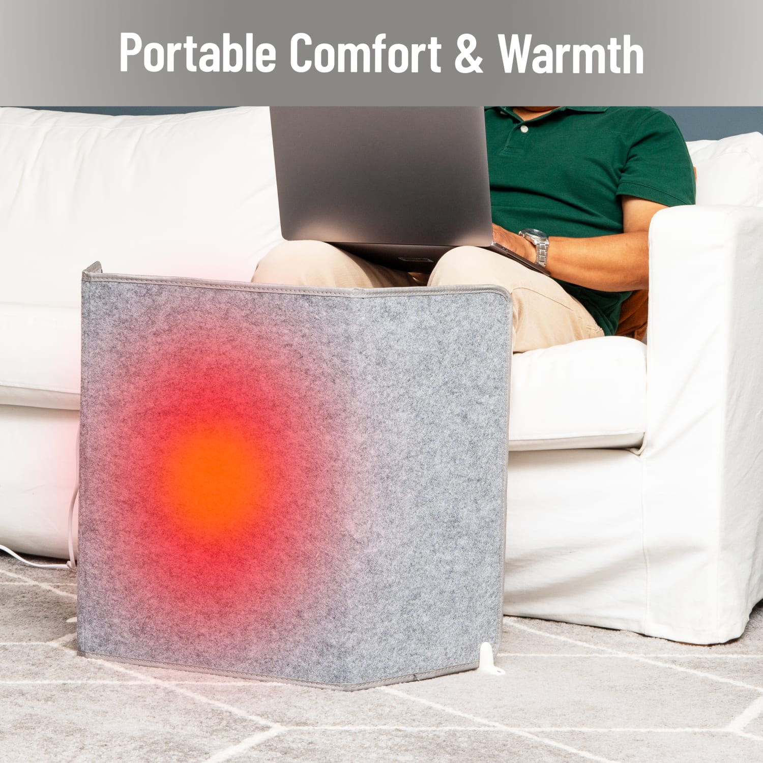 Mind Reader Under Desk Space Heater, 20-3/4in x 37-3/4in, Gray - Image 6
