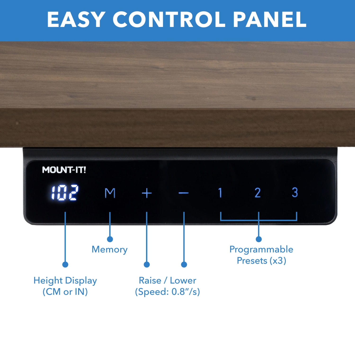 Mount-It! Electric Standing Desk With Adjustable Height And 55inW Tabletop, Adrift - Image 6