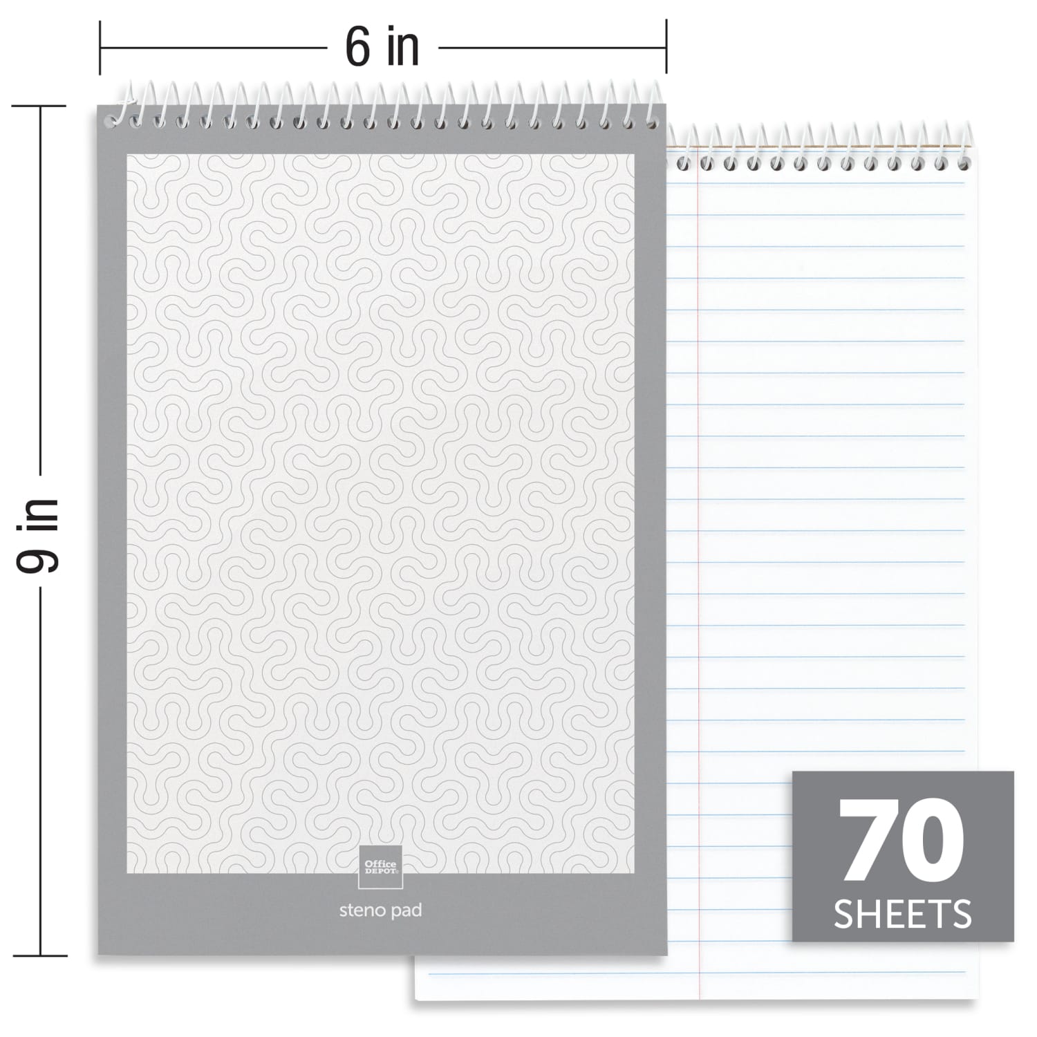Office Depot Brand Steno Books, 6in x 9in, Gregg Ruled, 70 Sheets, White, Pack Of 12 - Image 5