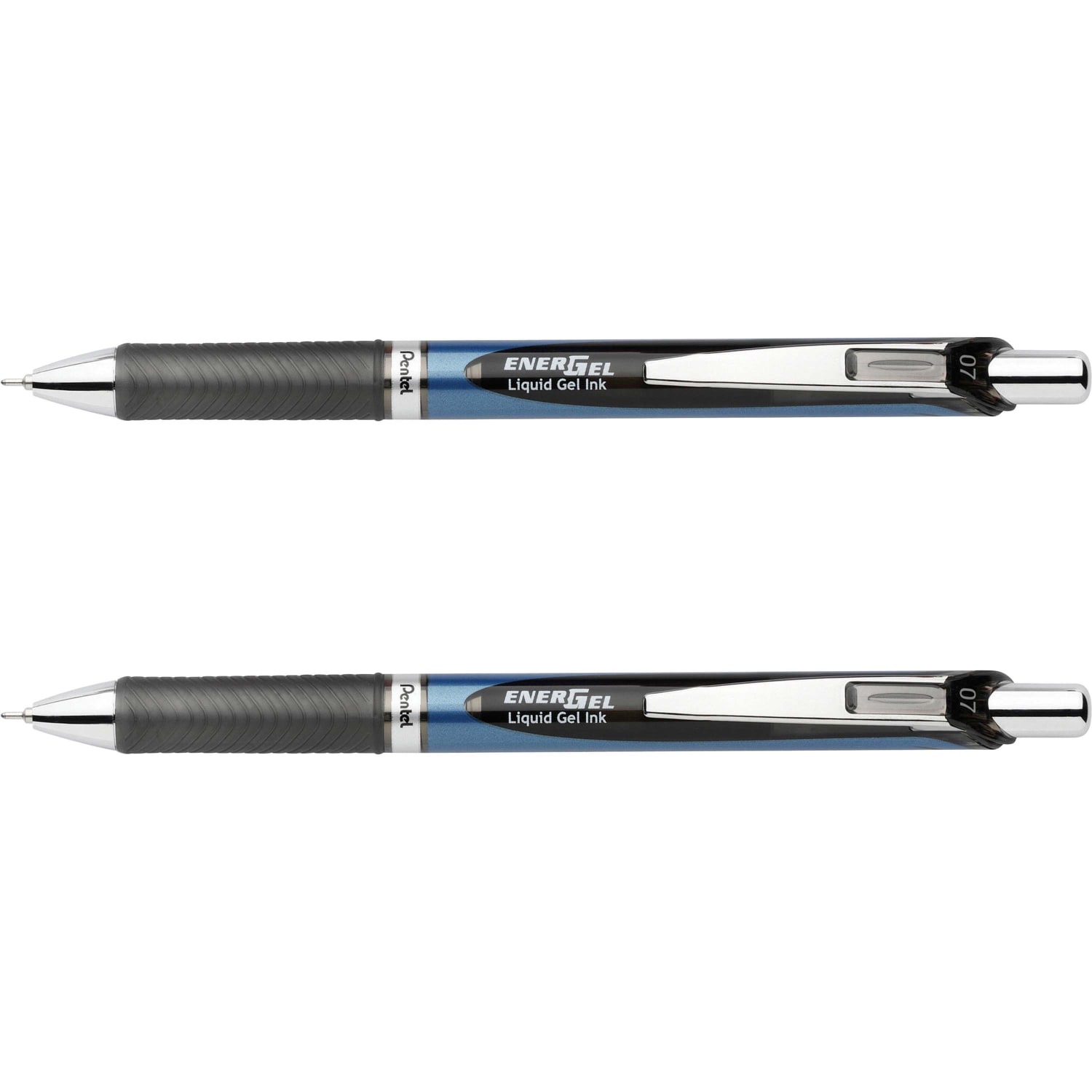 Pentel EnerGel NV LiquidGel Rollerball Pens, Needle Point, 0.7 mm, Assorted Barrels, Black Ink, Pack Of 2 - Image 4