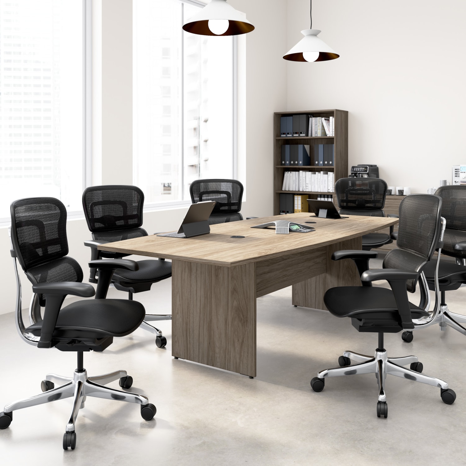 WorkPro Motiva Office Conference Table With Wood Base, 29inH x 96inW x 42inD, Modern Hickory, Standard Delivery - Image 3