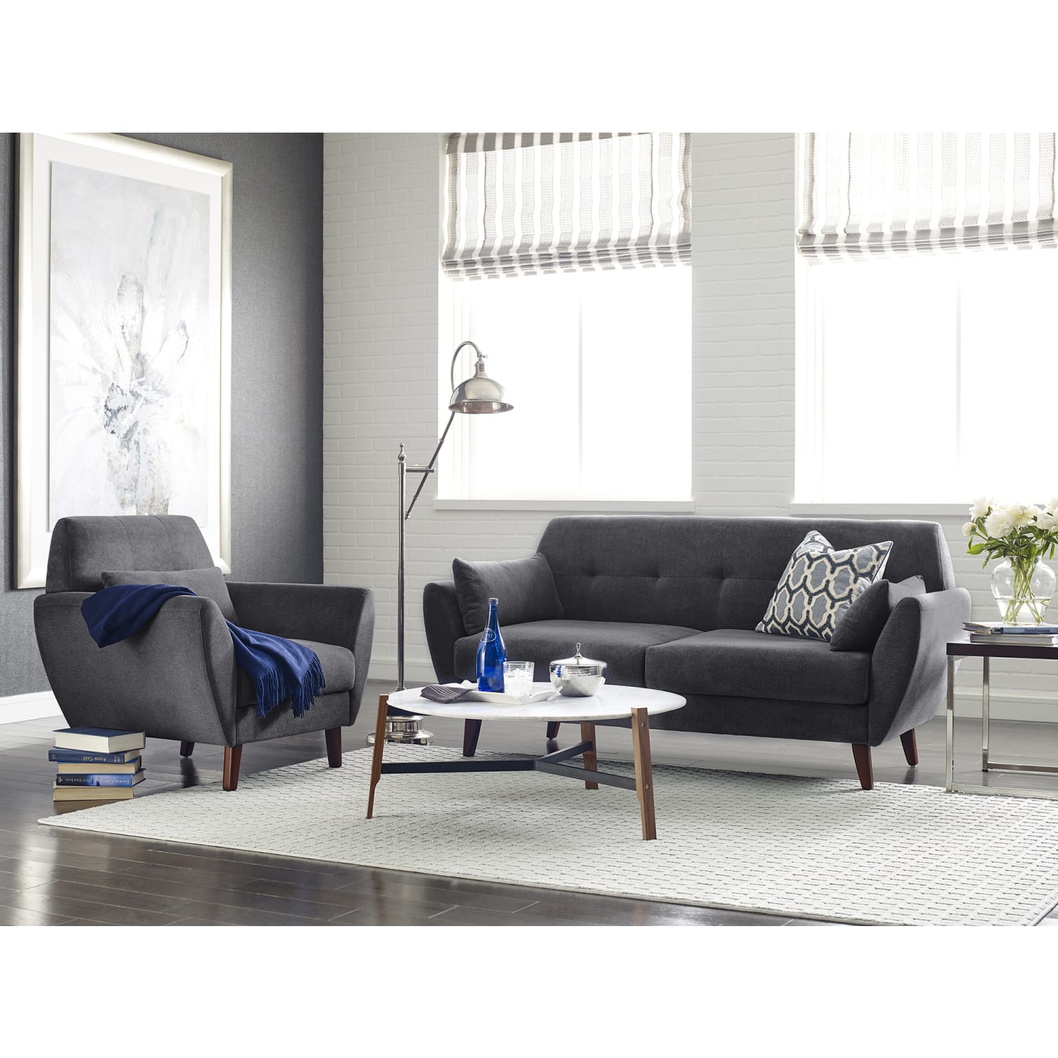 Serta Artesia Collection Sofa, Slate Gray/Chestnut - Image 4