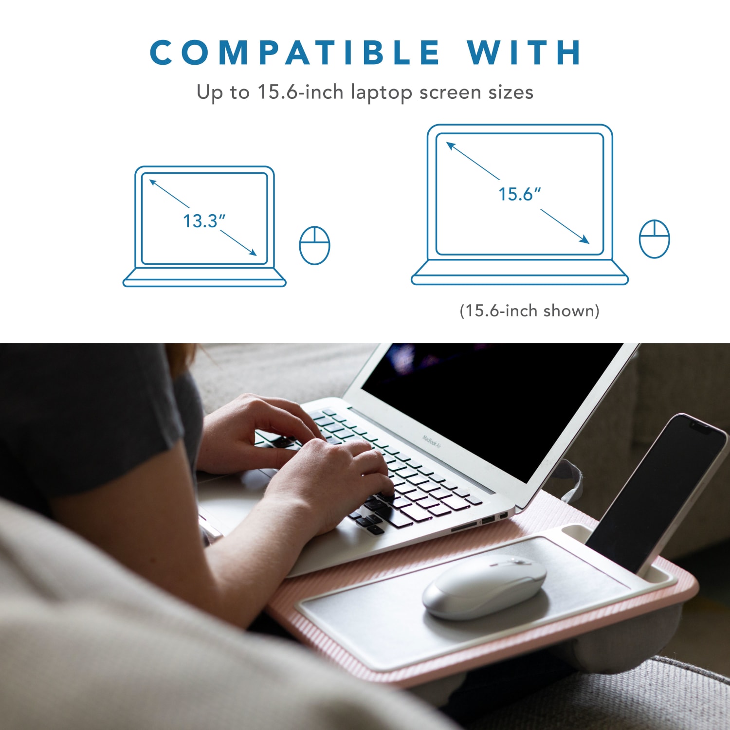 LapGear Home Office Lap Desk, 2-5/8inH x 21-1/8inW x 2-5/8inD, Rose Quartz Carbon - Image 4