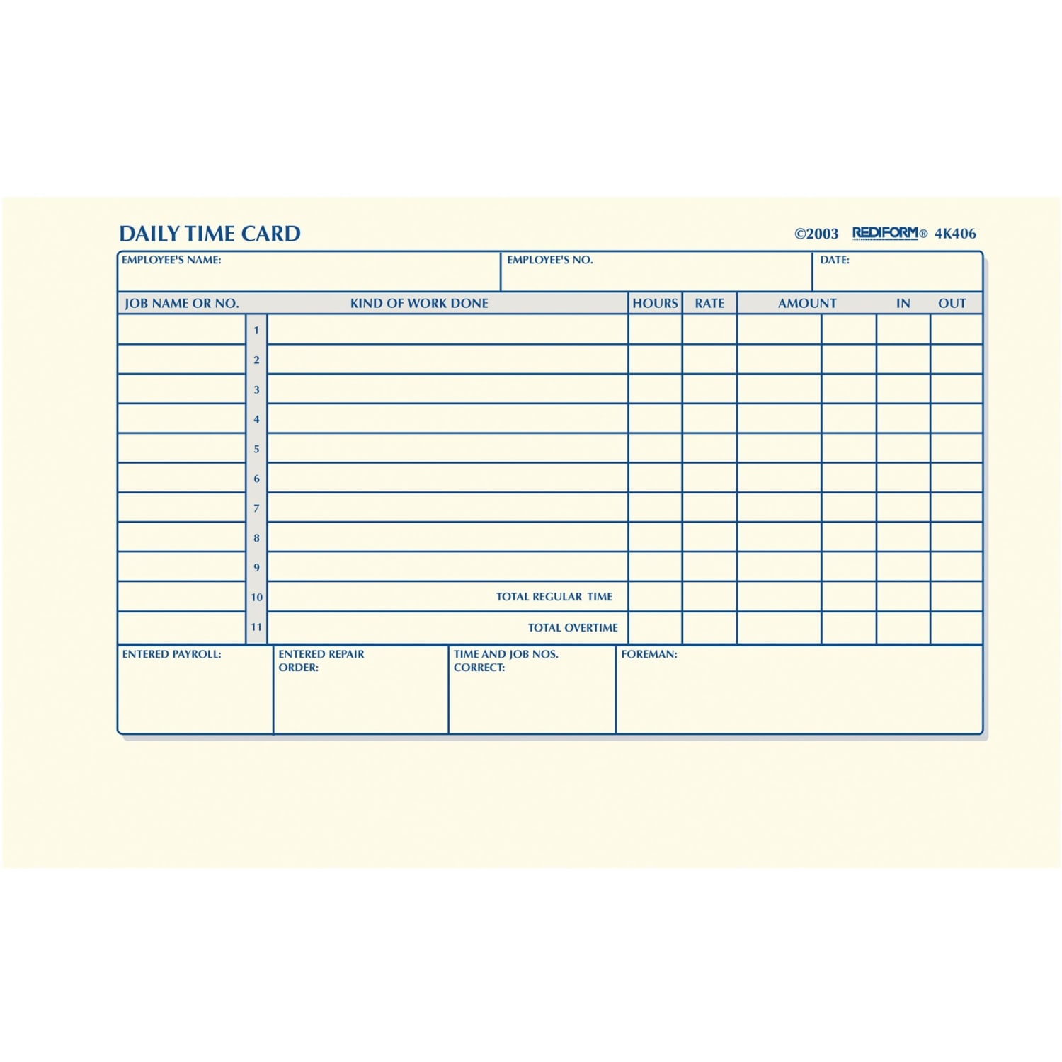 Rediform Daily Time Clock Card Pads, For Daily Time/2-Page, 4.25in x 7in, Manila, 100 Pages - Image 3