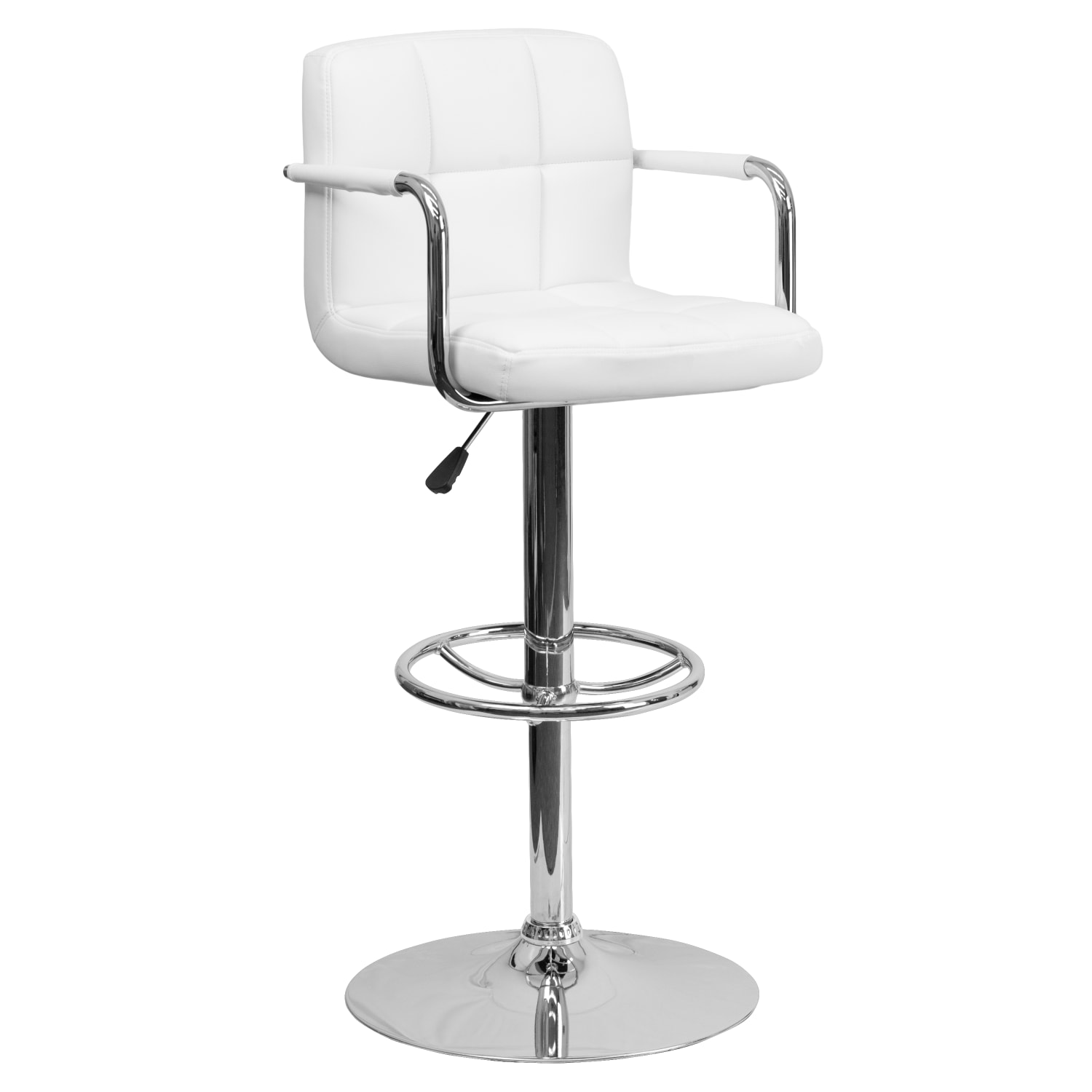 Flash Furniture Contemporary Quilted Vinyl Adjustable Height Bar Stool, White - Image 3