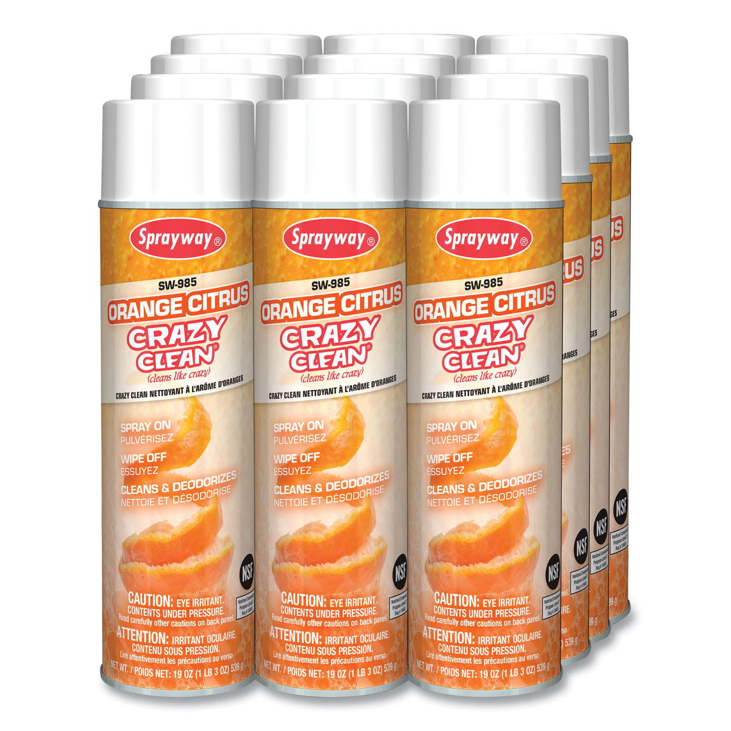 Sprayway Orange Citrus Crazy Clean, Orange Scent, 19 oz Aerosol Spray, Dozen - Image 3