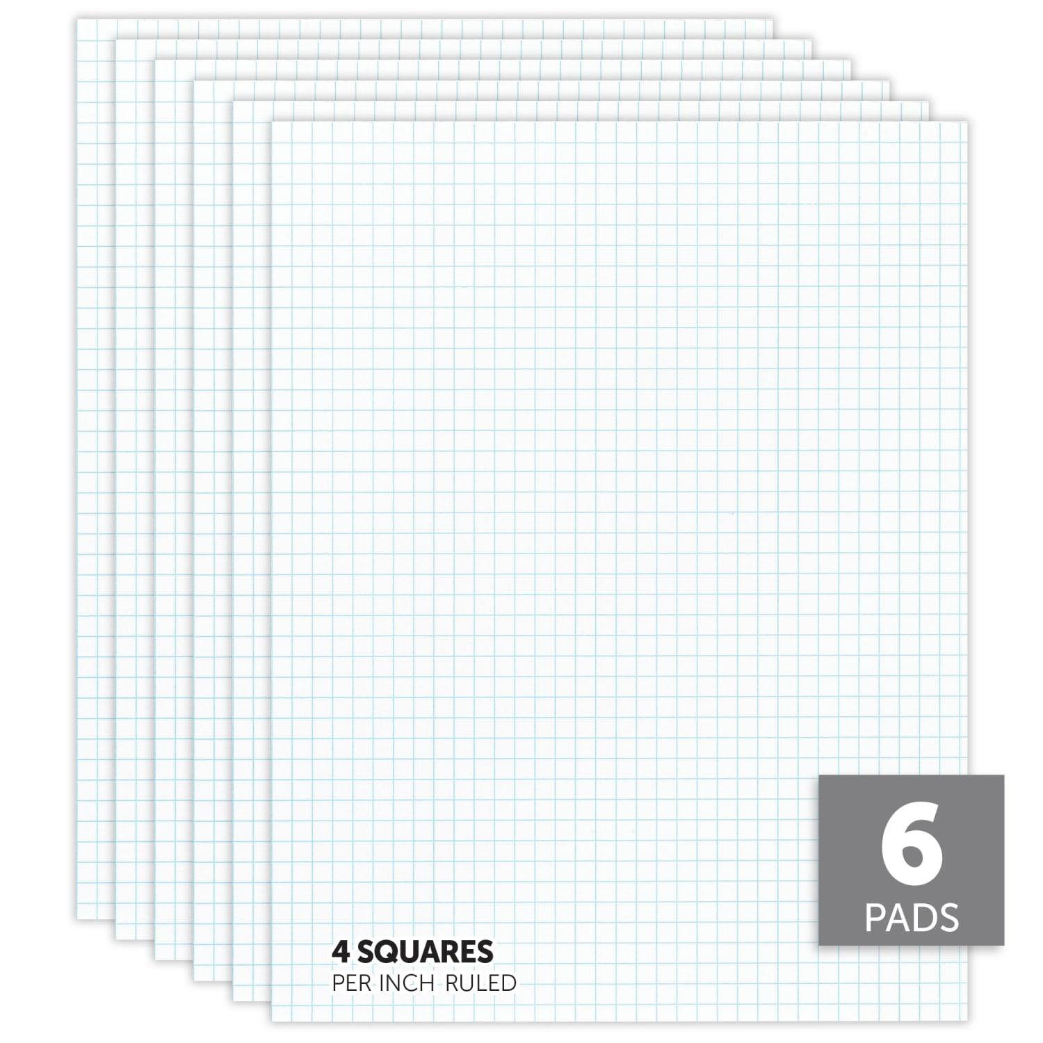 Office Depot Brand Quadrille Pads, 4 x 4 Squares/Inch, 50 Sheets, White, Pack Of 6 - Image 4