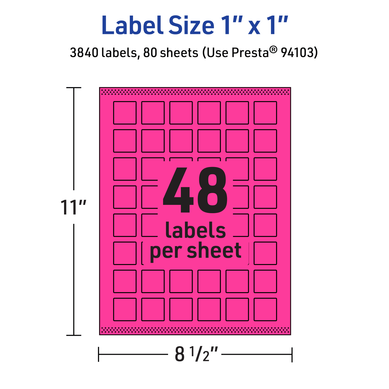 Avery Print-To-The-Edge Labels With Sure Feed Technology And Easy Peel, 94103-NMP80, Square, 1in x 1in, Matte Neon Magenta, Pack of 3840 - Image 6