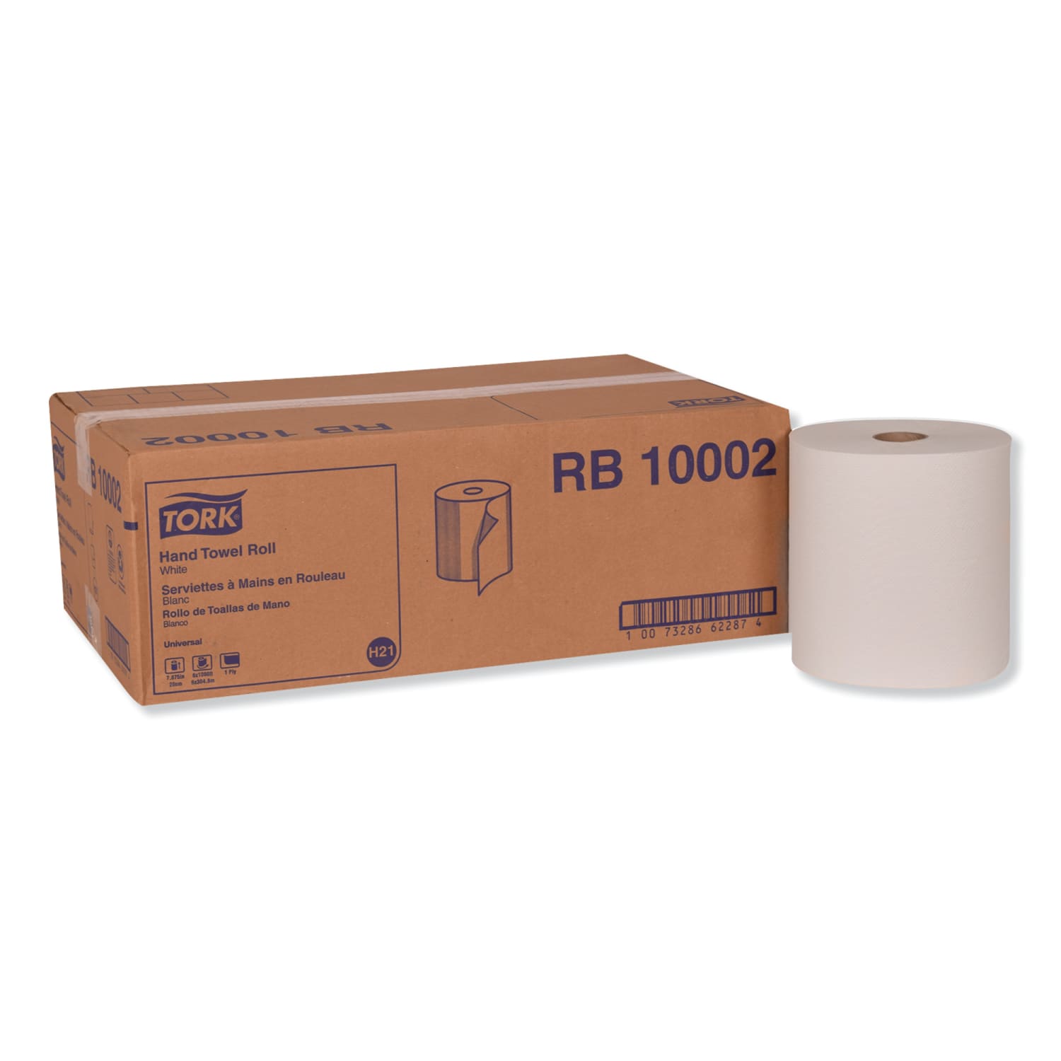 Tork Hardwound Roll Towel, 1-Ply, 7.88in x 1,000 ft, White, 6 Rolls/Carton