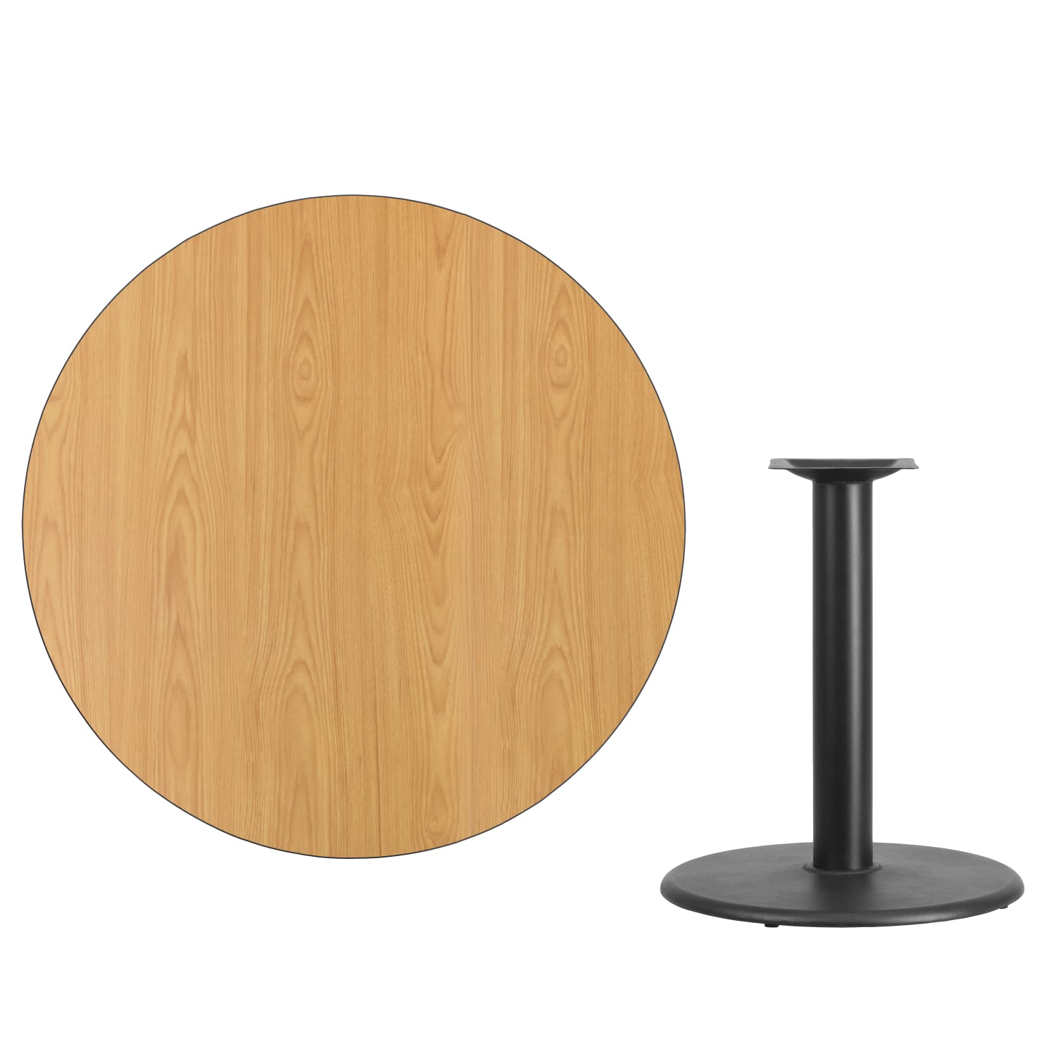 Flash Furniture Laminate Round Table Top With Table-Height Base, 31-1/8inH x 42inW x 42inD, Natural/Black - Image 4