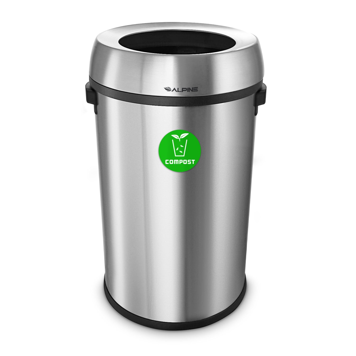 Alpine Industries Stainless Steel Open Top Compost Station, 17 Gallons, Silver