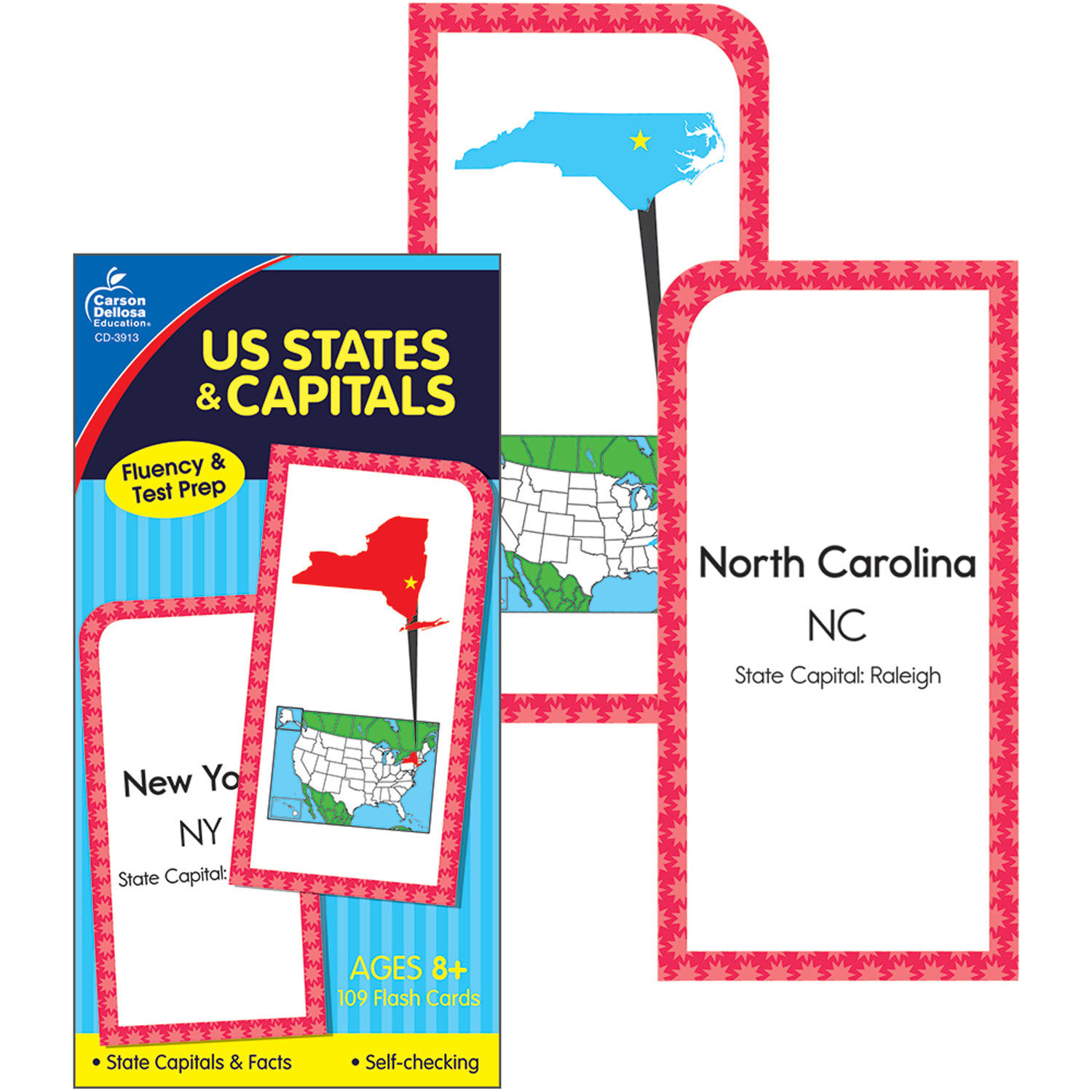 Carson Dellosa Education U.S. States & Capitals Flash Cards, Grade 3-5, 109 Cards Per Set, Pack Of 3 Sets - Image 5