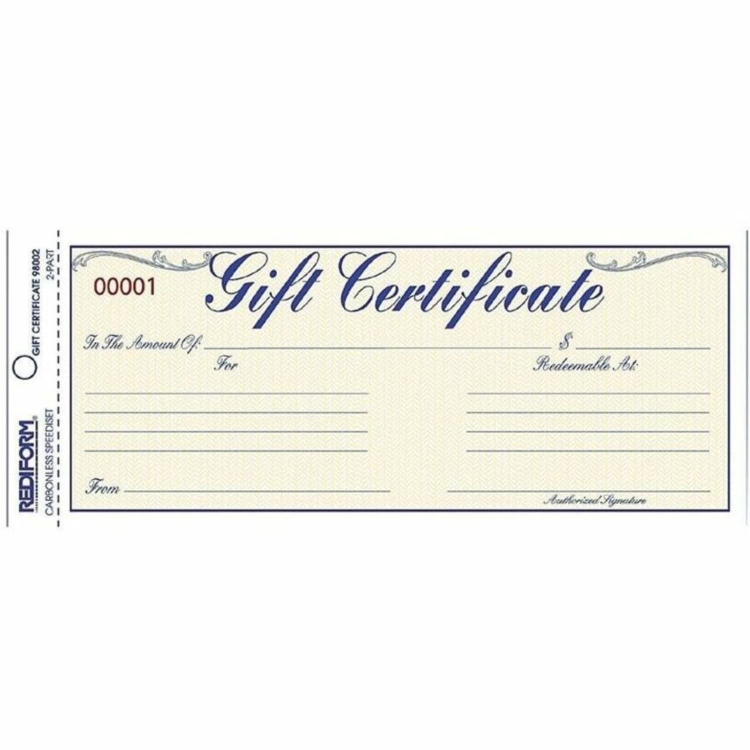 Rediform Gift Certificates with Envelopes - 8.5in Width x 3.7in Length - Blue - 25 / Pack