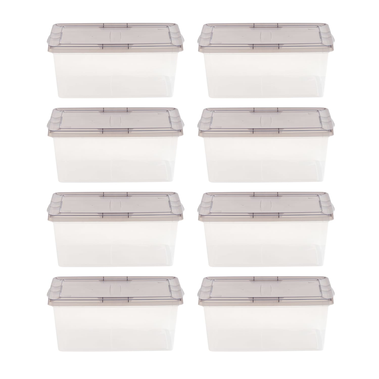 Iris Snap Top Storage Boxes, 4.3 Gallon, Clear, Set Of 8 Boxes