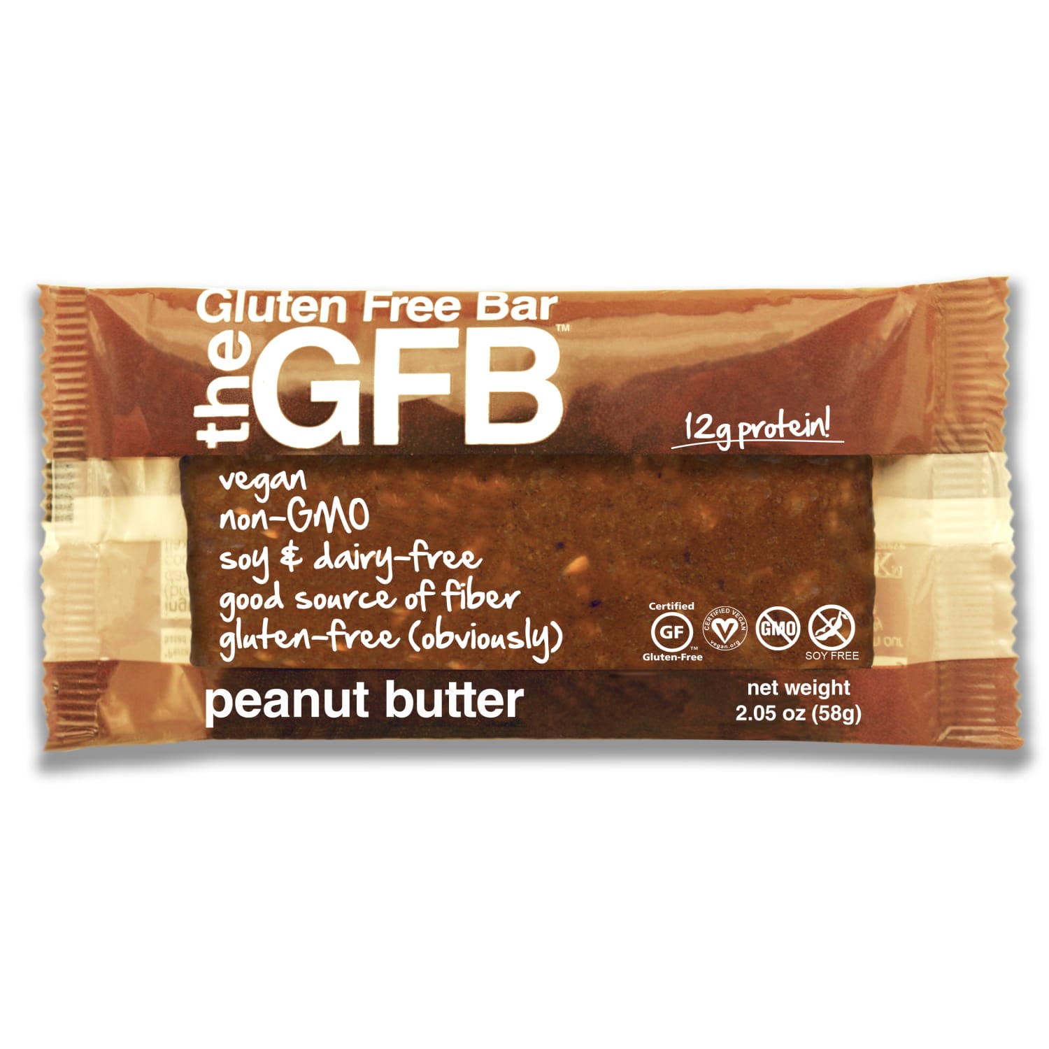 GFB- The Gluten-Free Bar, Peanut Butter, 2.05 Oz, Pack Of 12