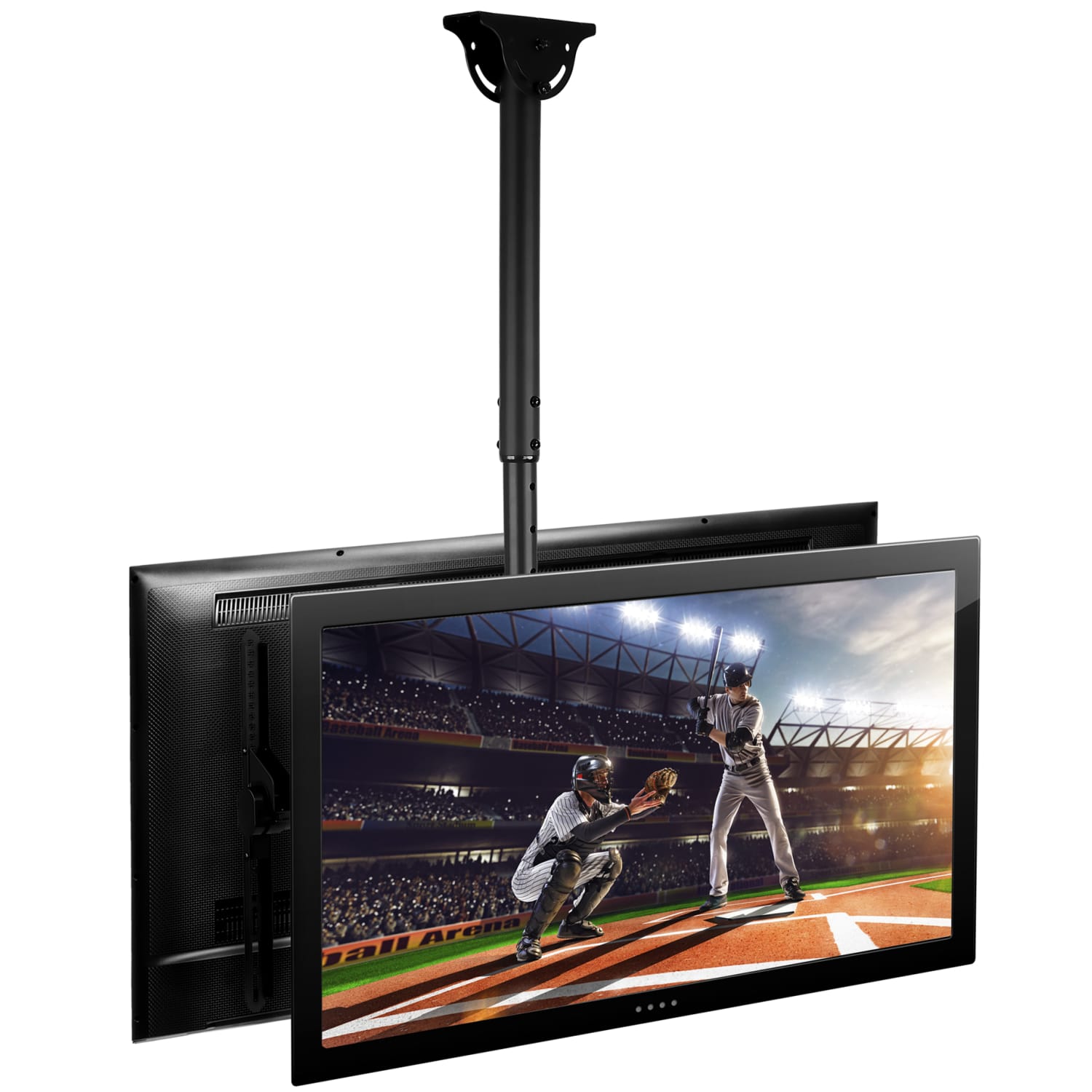 Mount-It! MI-510 Heavy-Duty Dual TV Ceiling Mount For Screens 37 - 70in, 15-5/8inH x 30inW x 5-3/4inD, Black - Image 3
