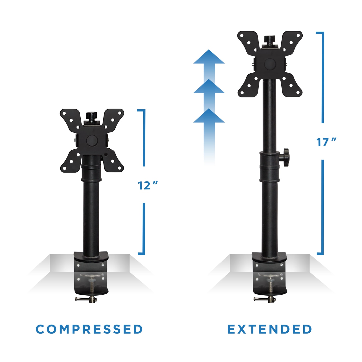 Mount-It! MI-706 Single VESA Monitor Mount, 13inH x 4inW x 3inD, Black - Image 4