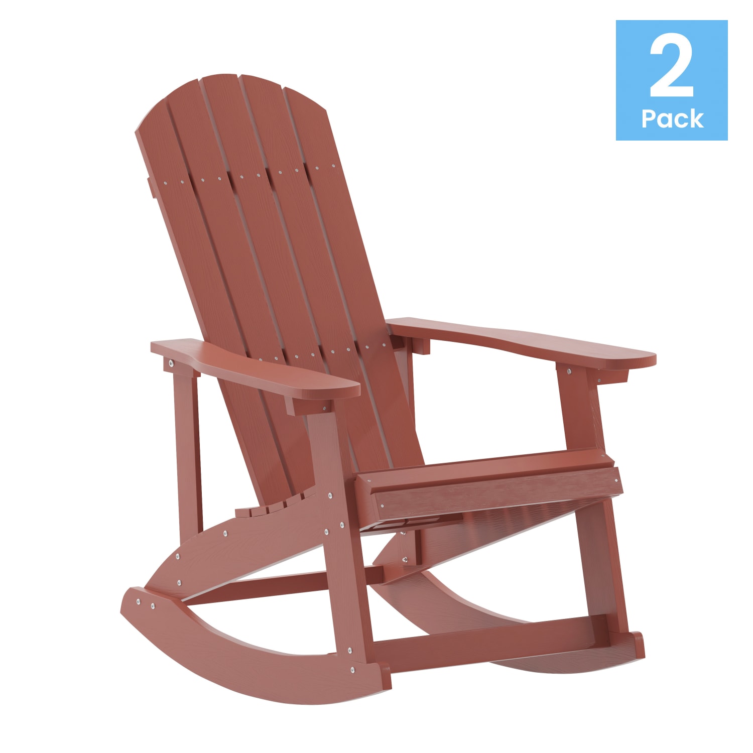 Flash Furniture Savannah All-Weather Adirondack Rocking Chairs, Red, Set Of 2 Chairs - Image 3