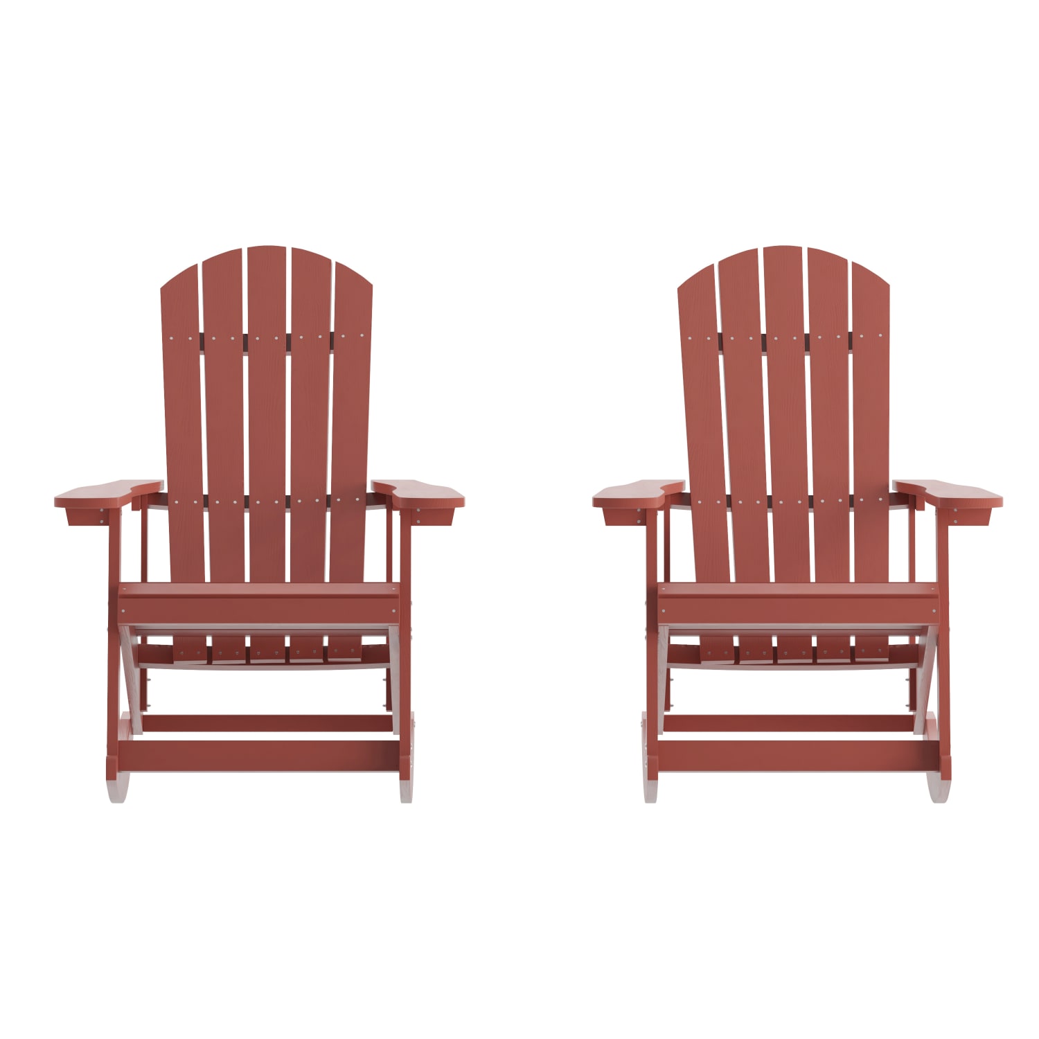 Flash Furniture Savannah All-Weather Adirondack Rocking Chairs, Red, Set Of 2 Chairs - Image 4