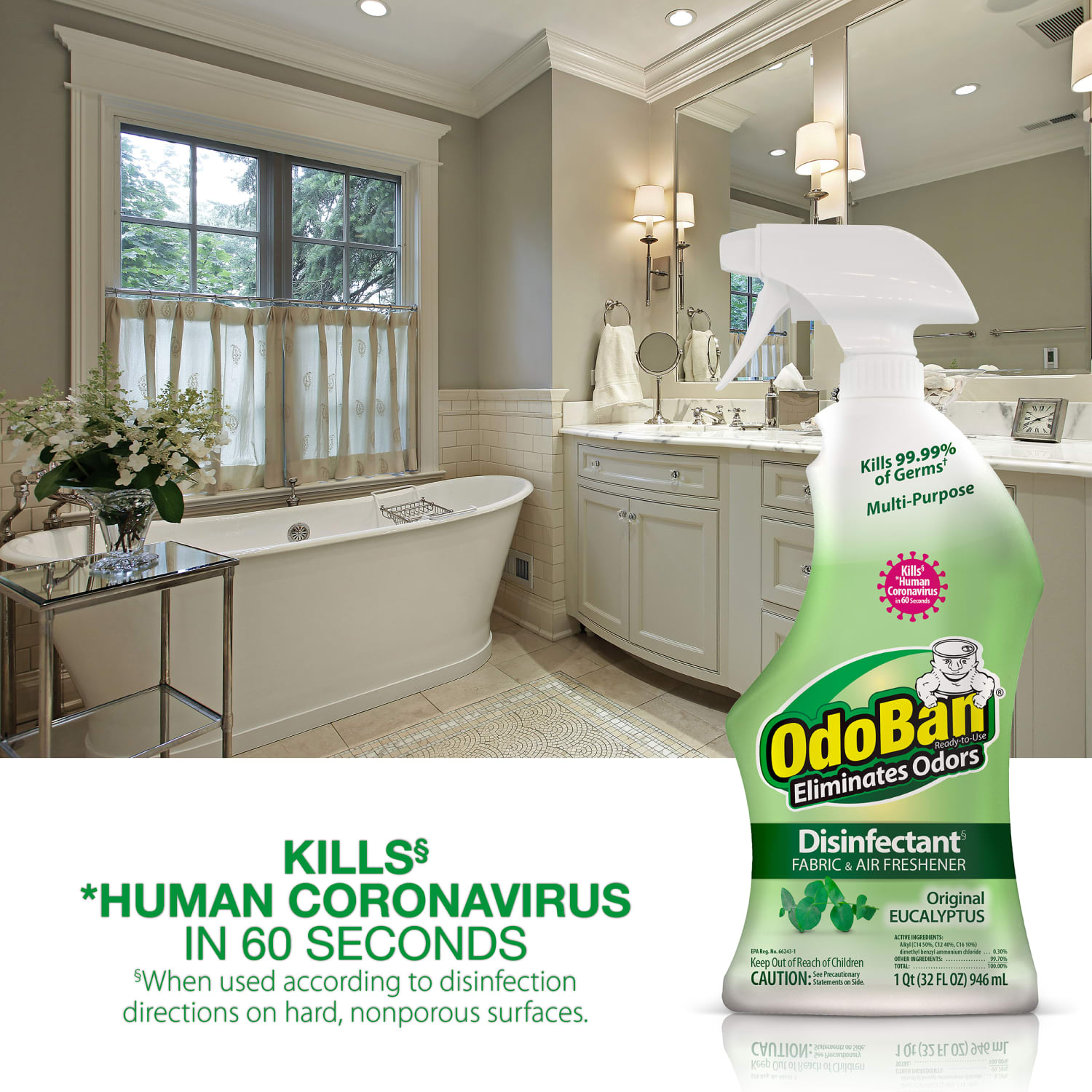 OdoBan Odor Eliminator Disinfectant Spray, Original Eucalyptus Scent, 32 Oz Bottle, Case Of 12 - Image 4