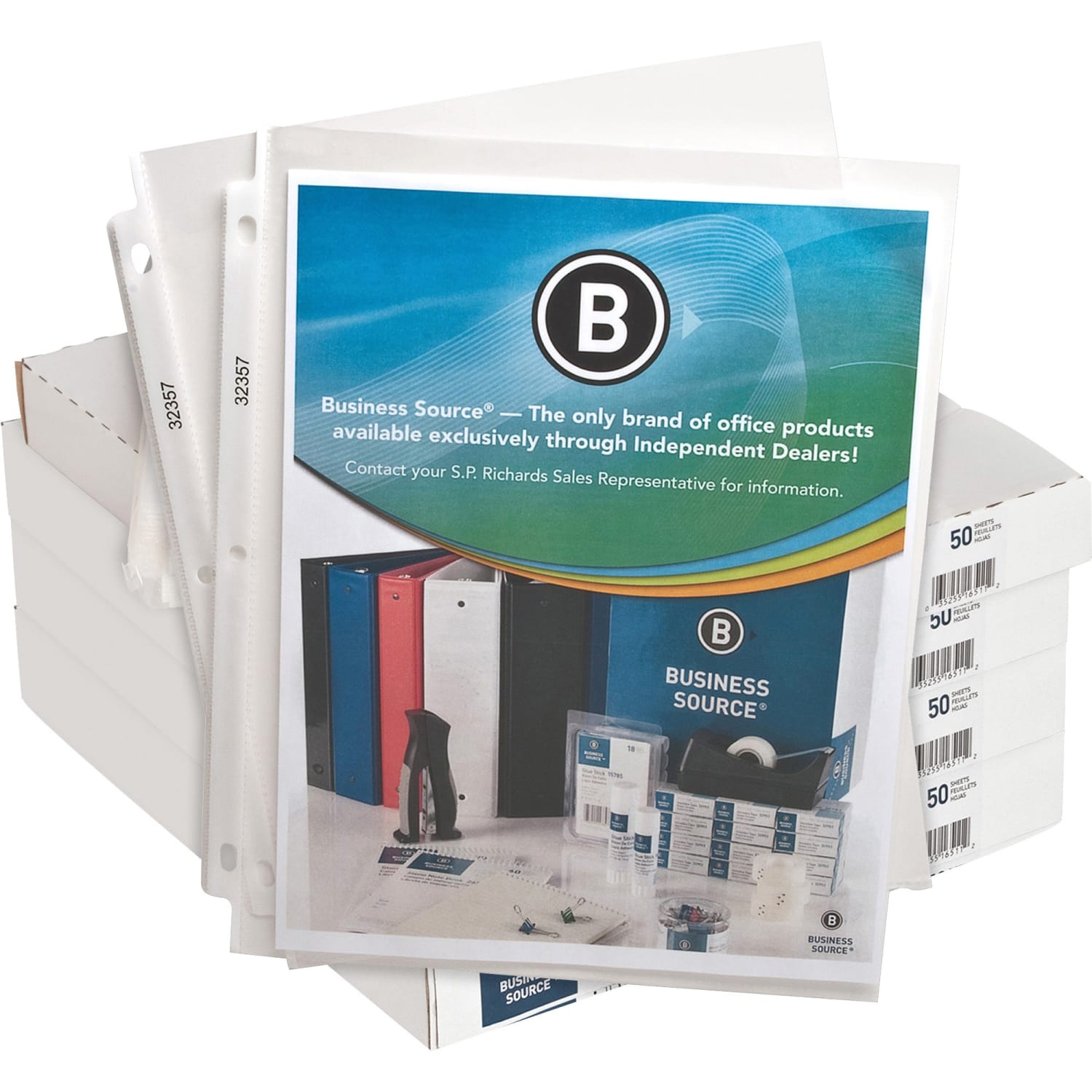 Business Source Top-Loading Poly Sheet Protectors -200 Sheets Per Box  - 32357BX