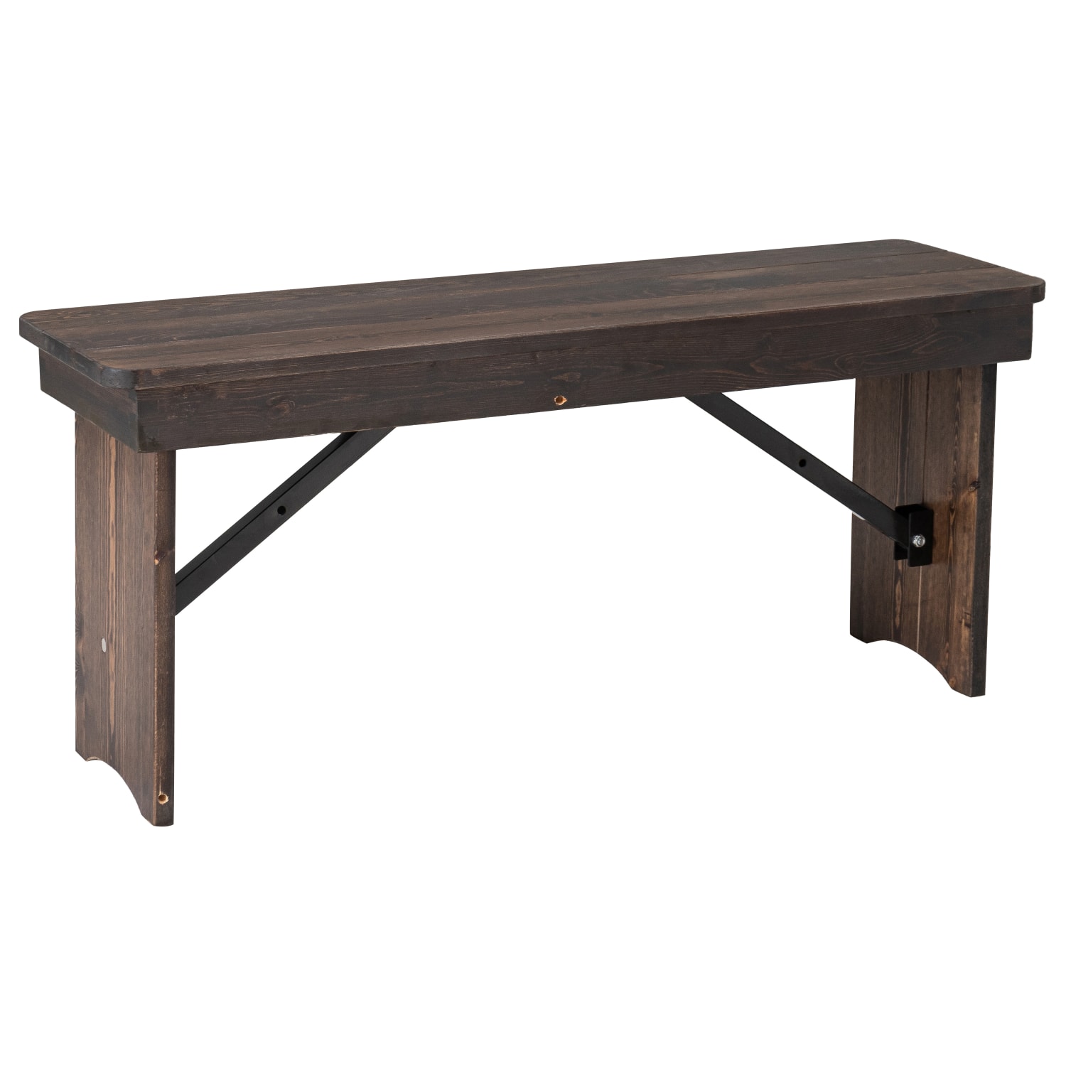 Flash Furniture HERCULES Series Folding Farm Bench 17 34inH x 12inW x 40 14inD Mahogany PopularChairscom