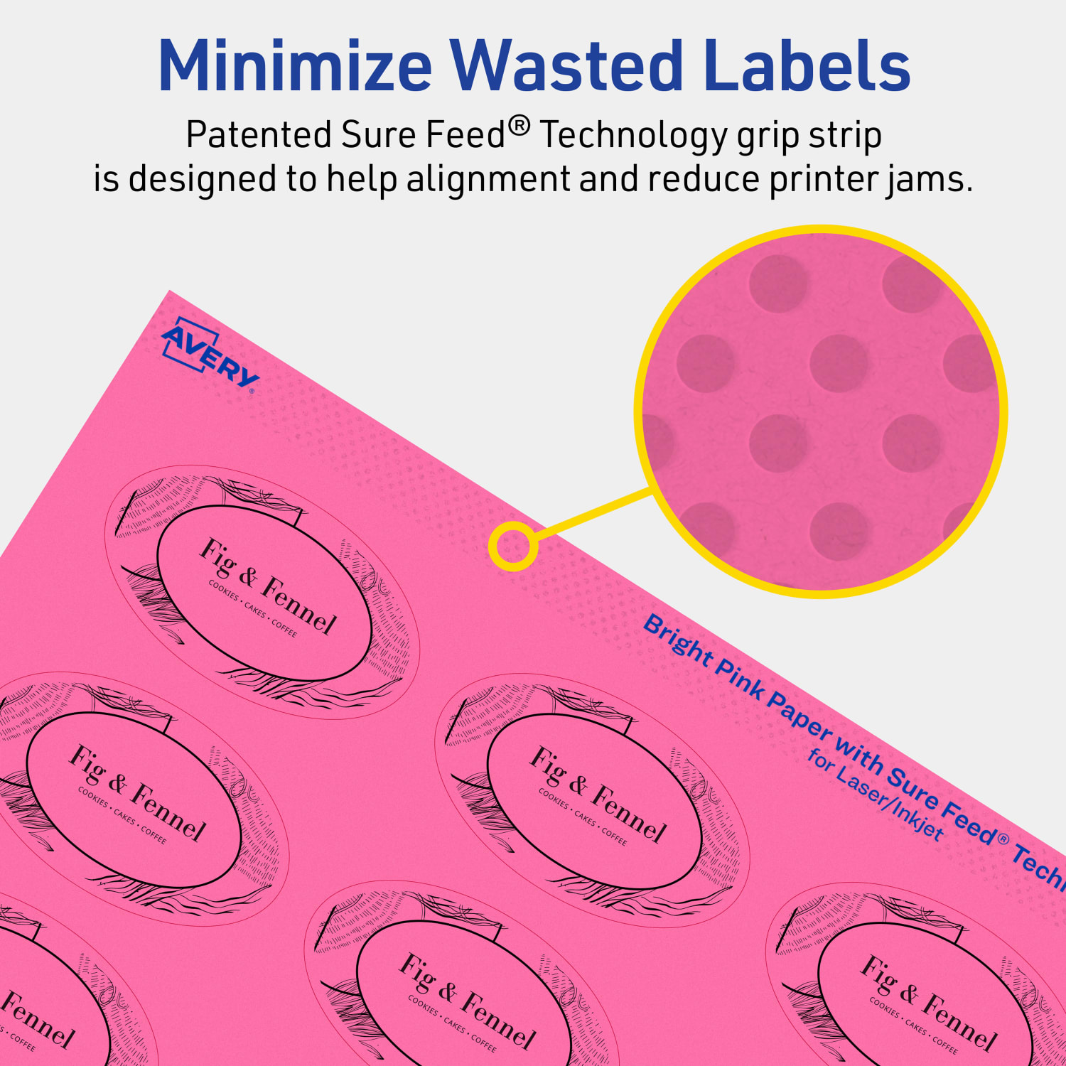 Avery Printable Labels With Sure Feed Technology, 94051-BPP40, Oval, 1-1/2in x 2-1/2in, Matte Bright Pink, Pack of 720 - Image 5