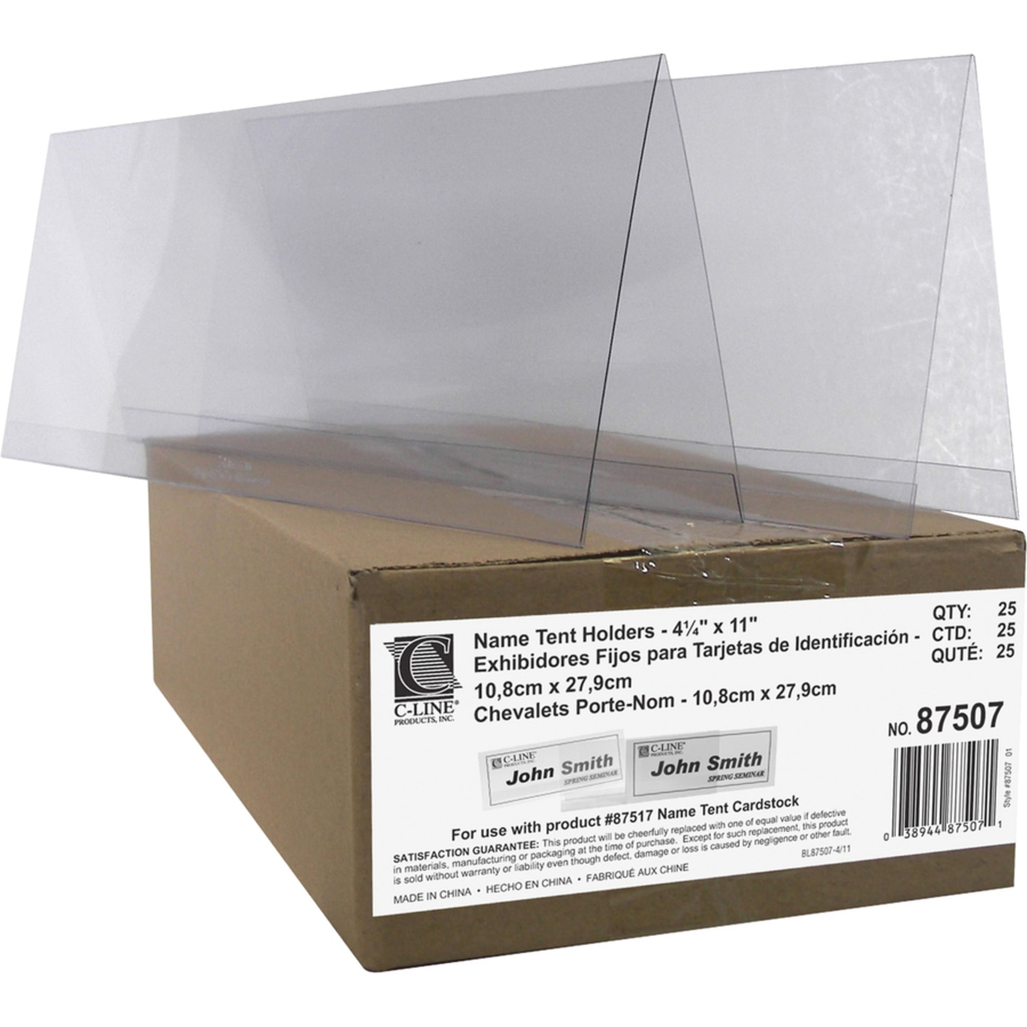 C-Line Inkjet/Laser Name Tent Holders, 11 1/5in x 4 3/10in, Clear, Box Of 25 - Image 5