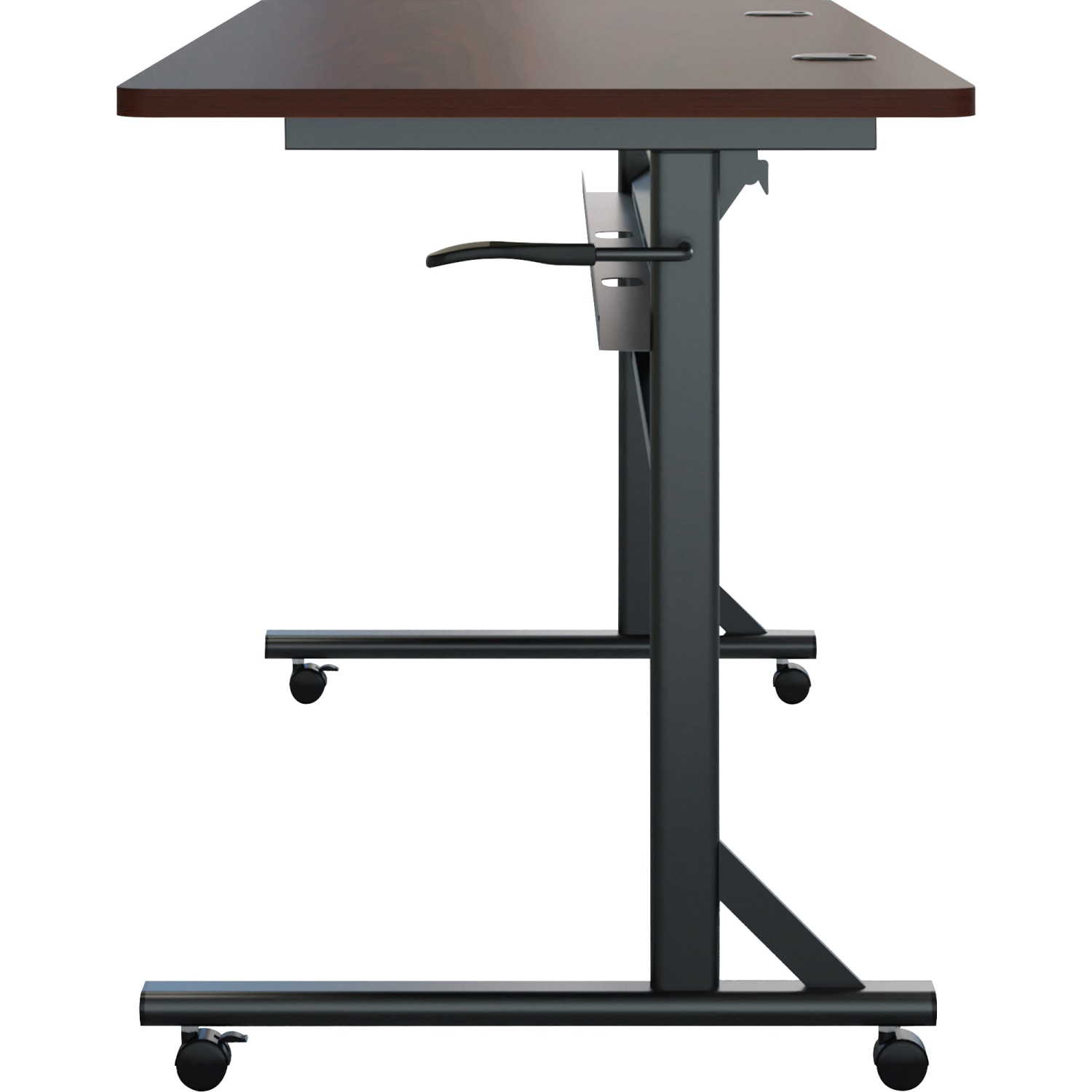 Lorell Shift 2.0 Flip & Nesting Mobile Table, 29-1/2inH x 60inW x 24inD, Mahogany/Black - Image 3