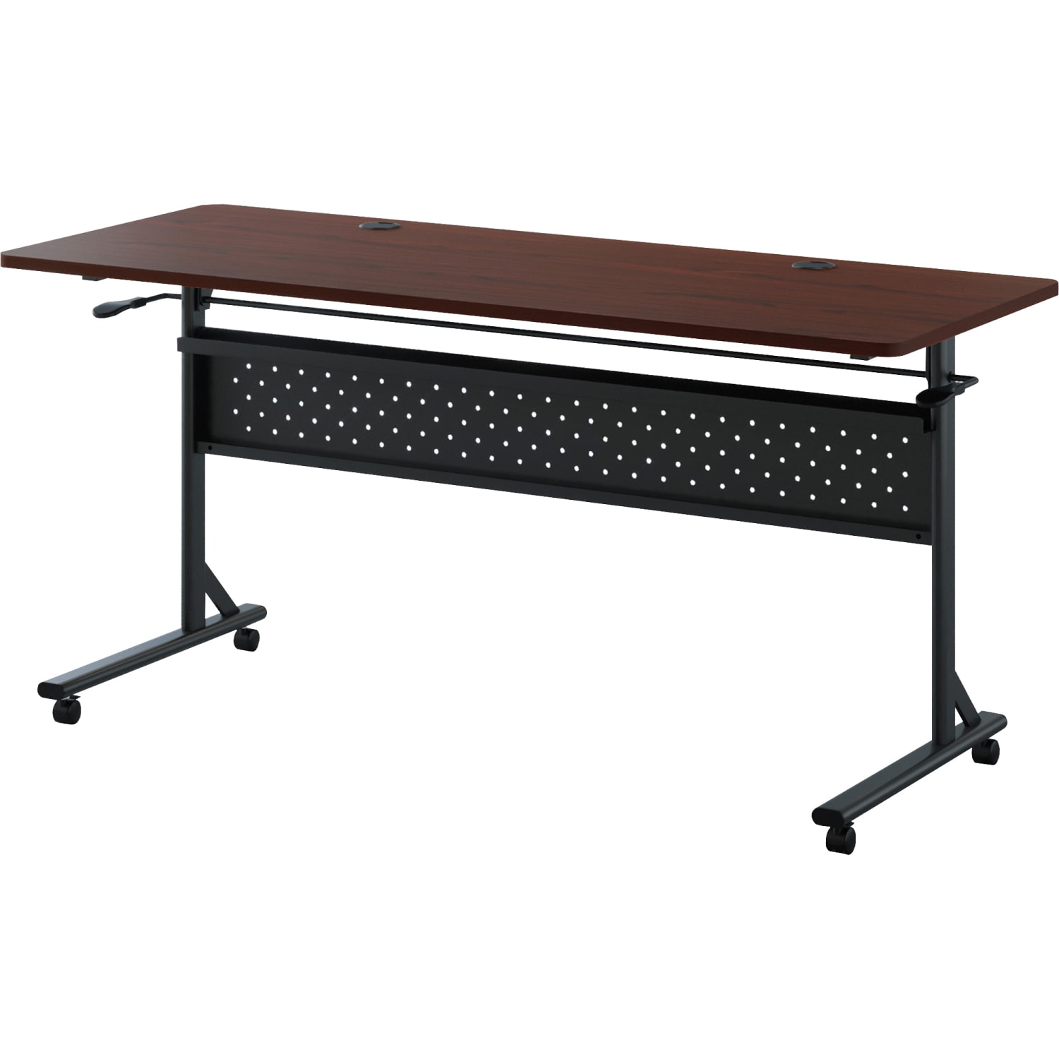 Lorell Shift 2.0 Flip & Nesting Mobile Table, 29-1/2inH x 60inW x 24inD, Mahogany/Black - Image 4