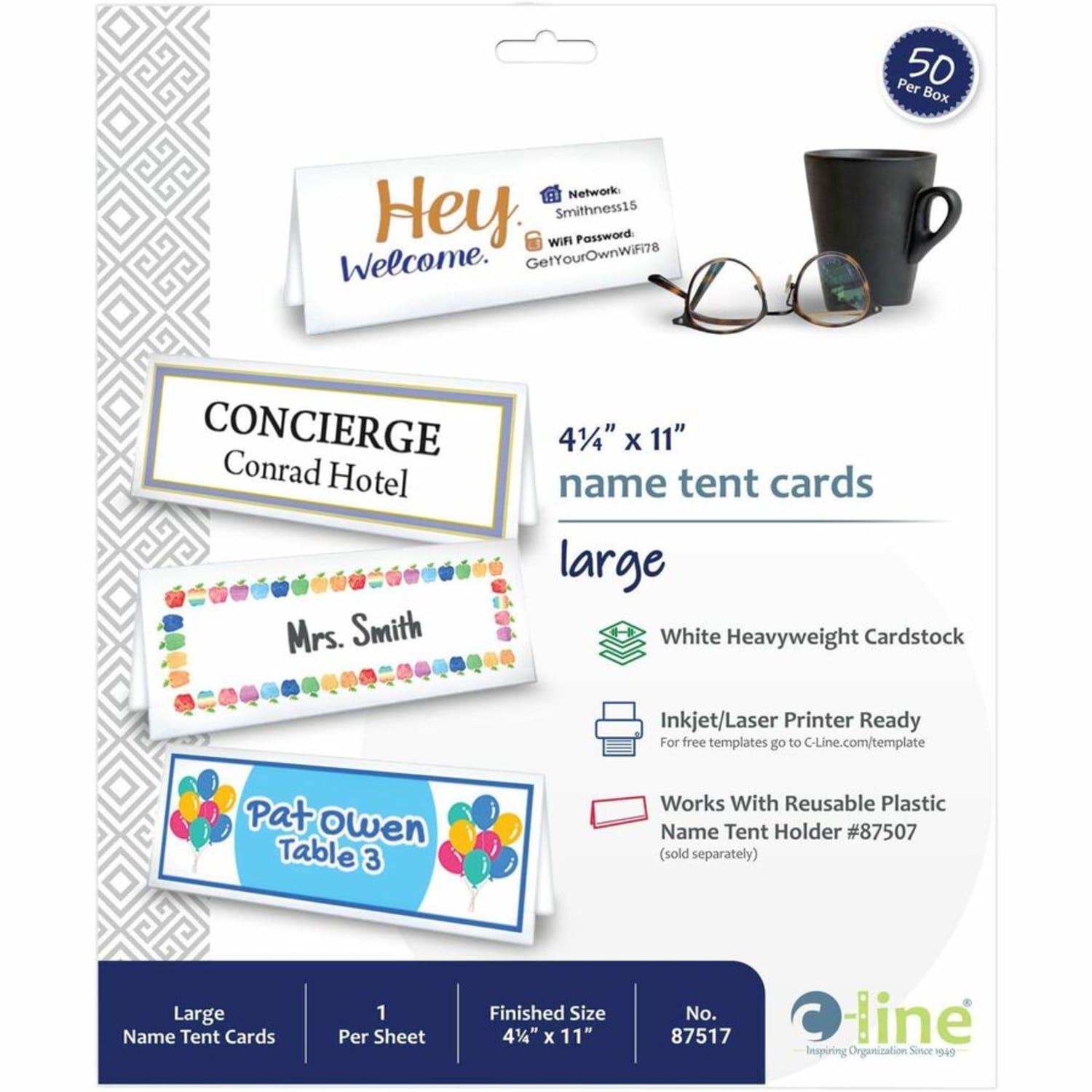 C-Line Name Tents, White, Letter (8.5in x 11in), 65 Lb, Pack Of 50 - Image 5
