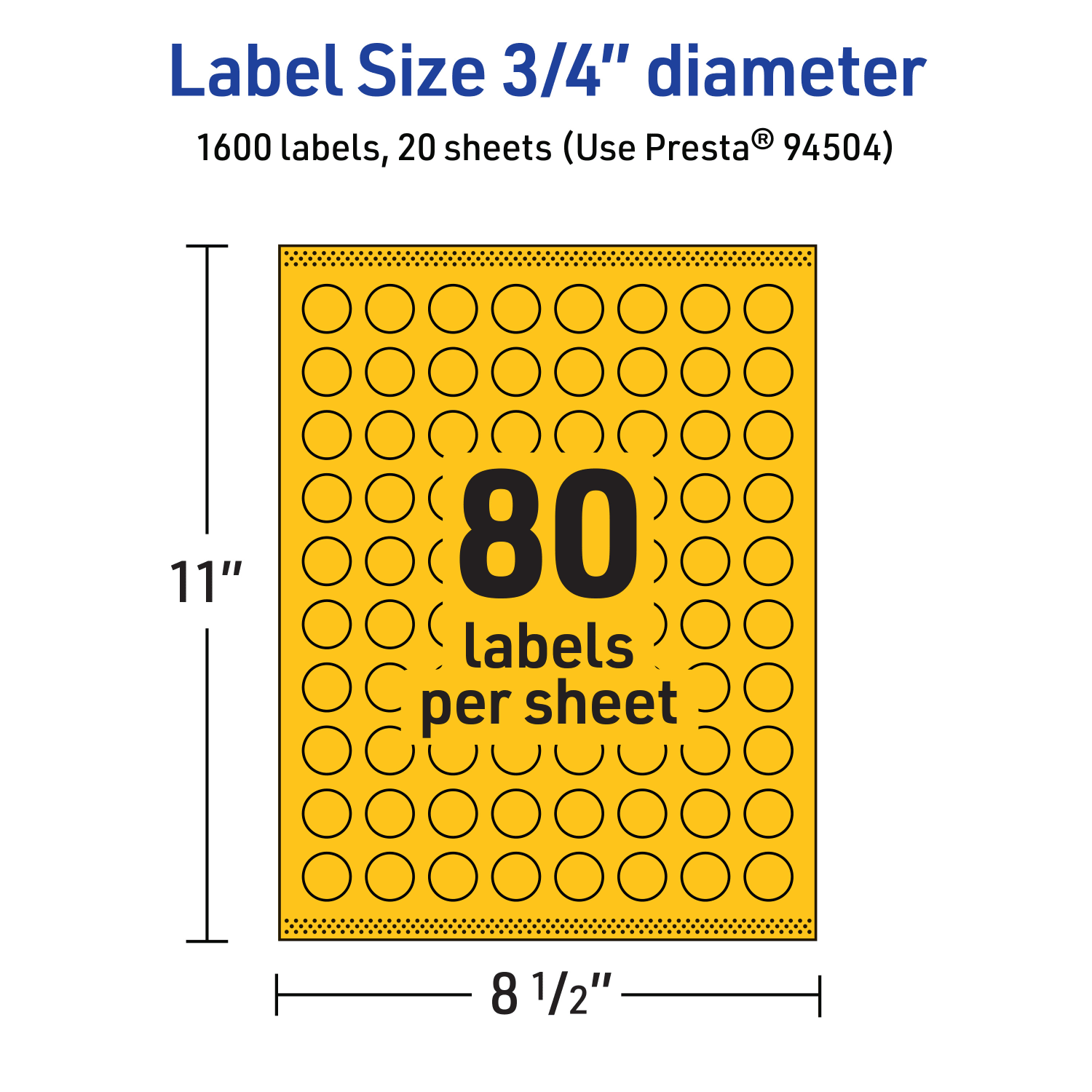 Avery Print-To-The-Edge Labels With Sure Feed Technology And Easy Peel Label Feature, 94504-BYP20, Round, 3/4in, Matte Bright Yellow, Pack of 1600 - Image 6