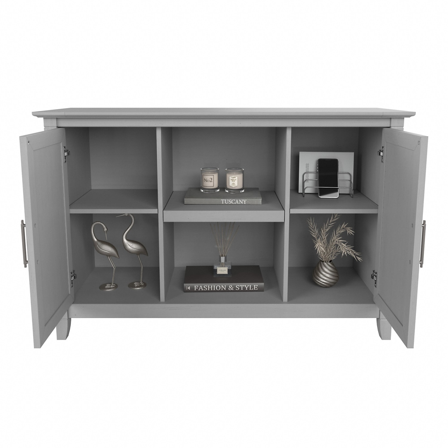 Bush Furniture Key West 47inW Accent Cabinet With Doors, Cape Cod Gray, Standard Delivery - Image 6