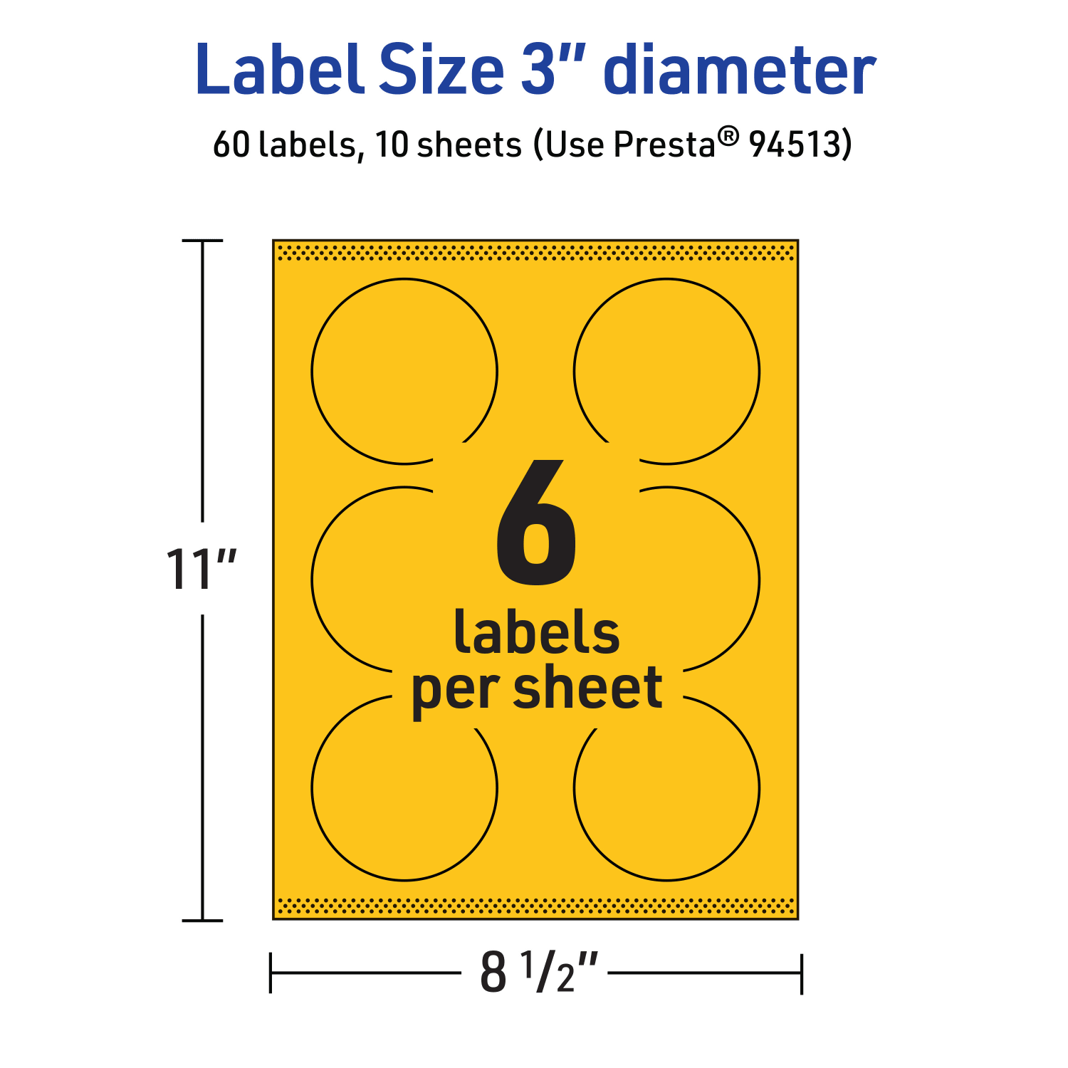 Avery Print-To-The-Edge Labels With Sure Feed Technology And Easy Peel Label Feature, 94513-BYP10, Round, 3in, Matte Bright Yellow, Pack of 60 - Image 6
