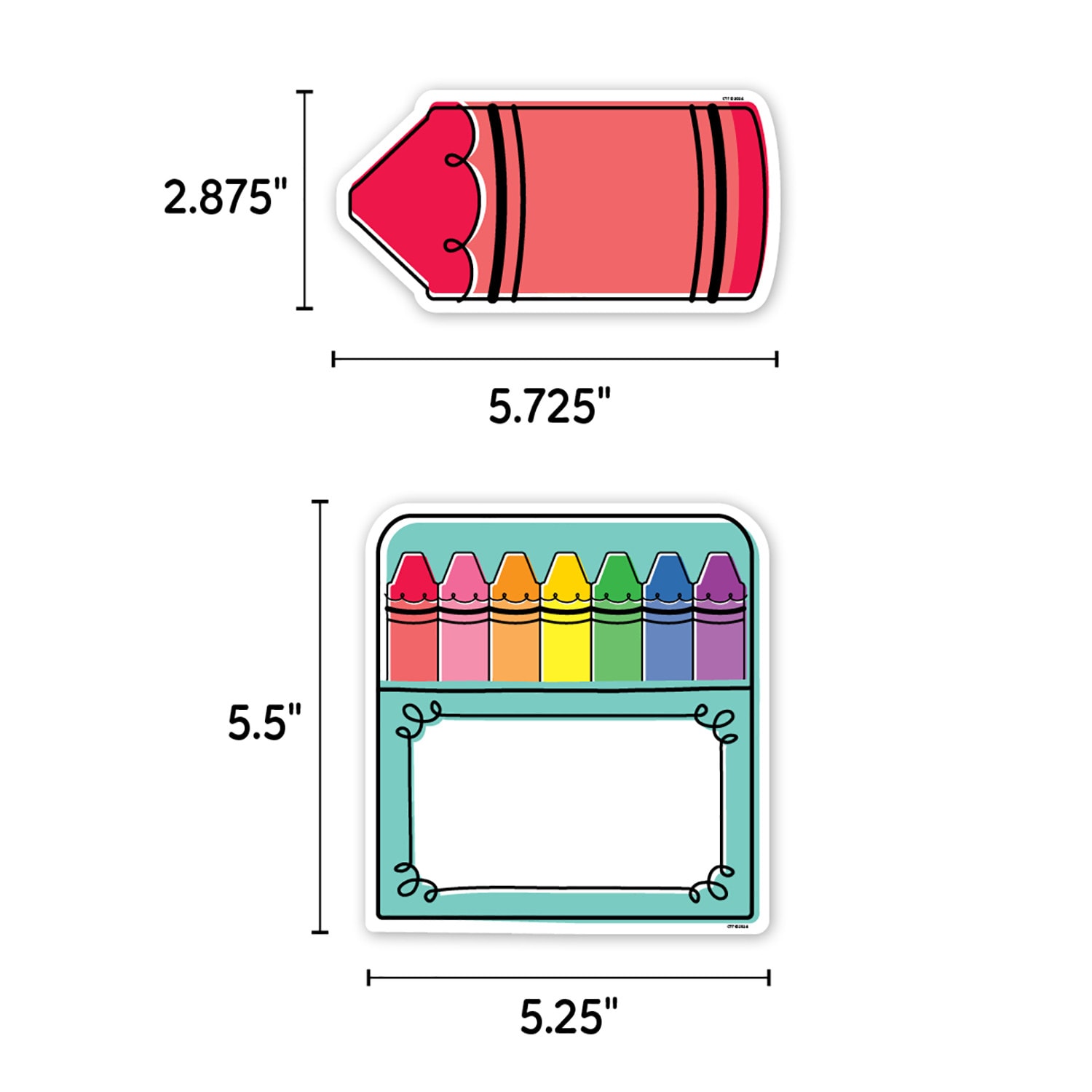 Creative Teaching Press Designer Cut-Outs, 6in, Core Decor Doodle Crayons, 54 Cut-Outs Per Pack, Bundle Of 3 Packs - Image 4