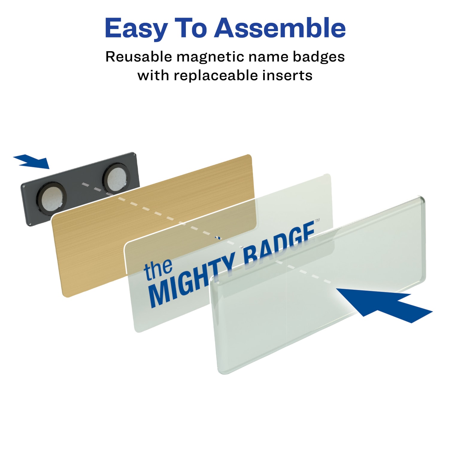 Avery The Mighty Badge Magnetic Badges For Inkjet Printers, 1in x 3in, Gold, Pack Of 10 Badges - Image 5
