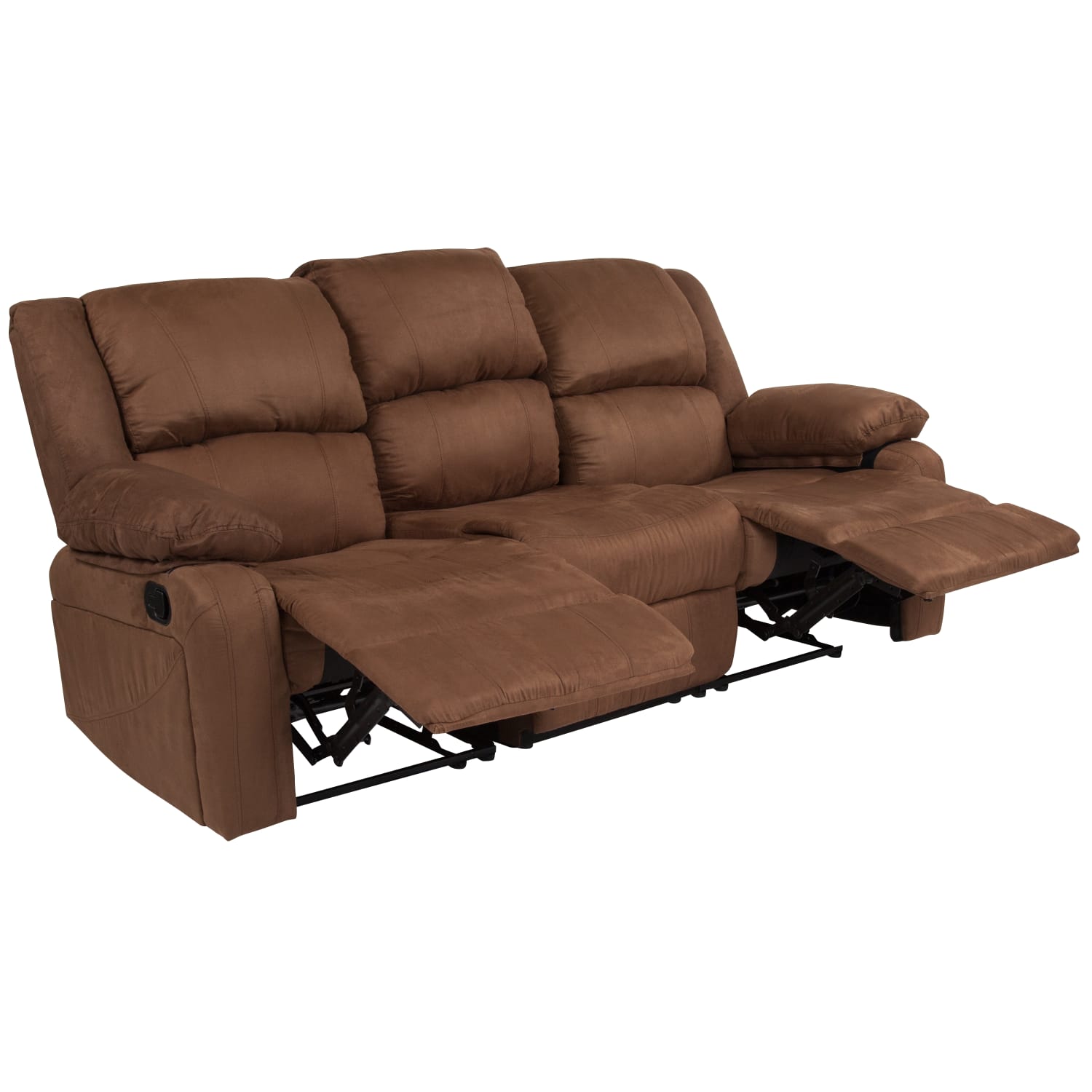 Flash Furniture Harmony Series Microfiber Sofa With 2 Built-In Recliners, Chocolate Brown - Image 5