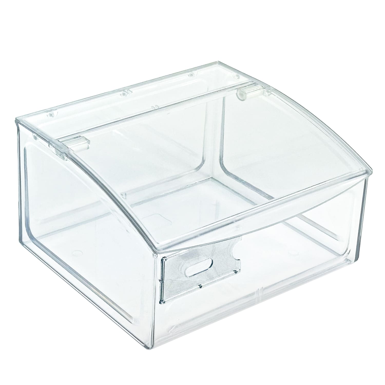 Azar Displays Candy Bin With Hinged Top Lid, 7inH x 11-3/4inW x 9-3/4inD, Clear
