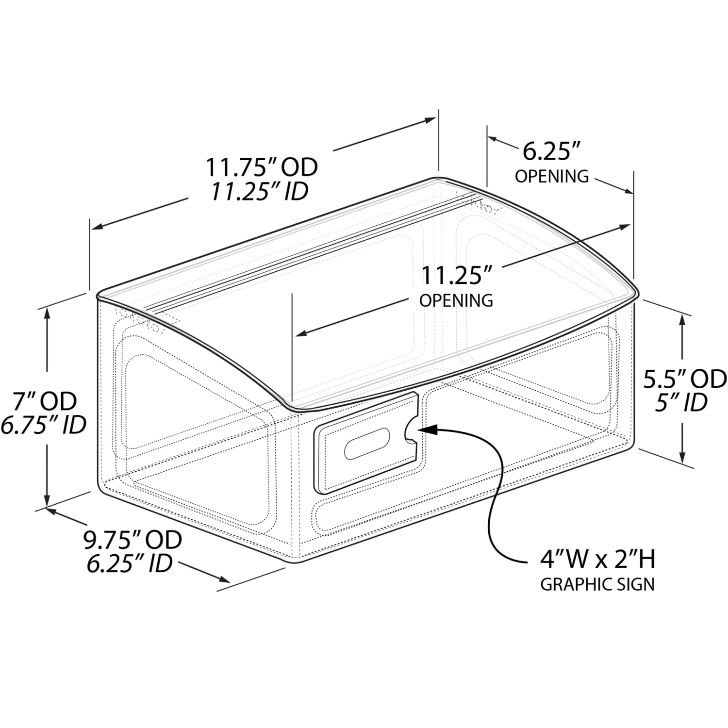 Azar Displays Candy Bin With Hinged Top Lid, 7inH x 11-3/4inW x 9-3/4inD, Clear - Image 3