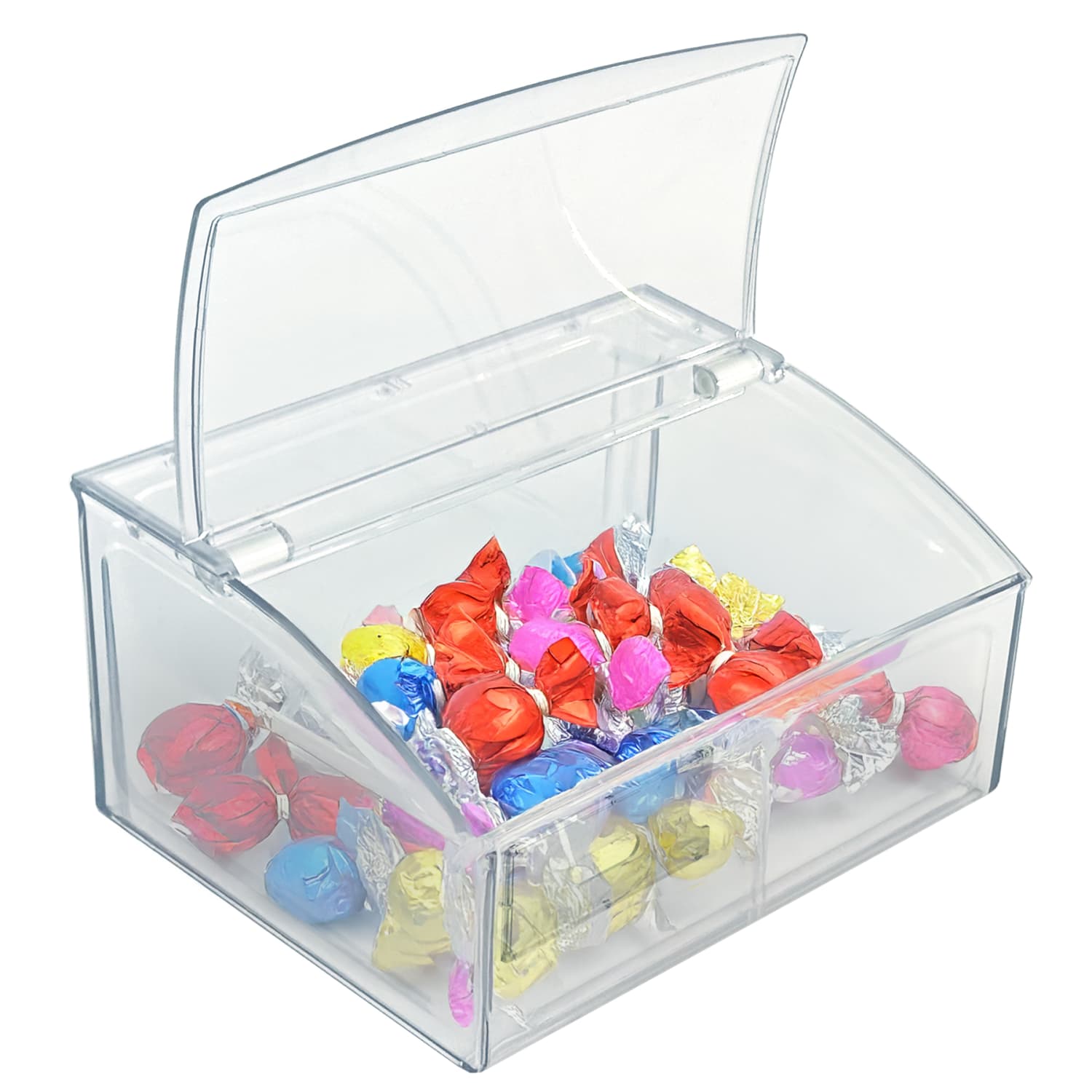 Azar Displays Candy Bin With Hinged Top Lid, 7inH x 11-3/4inW x 9-3/4inD, Clear - Image 4