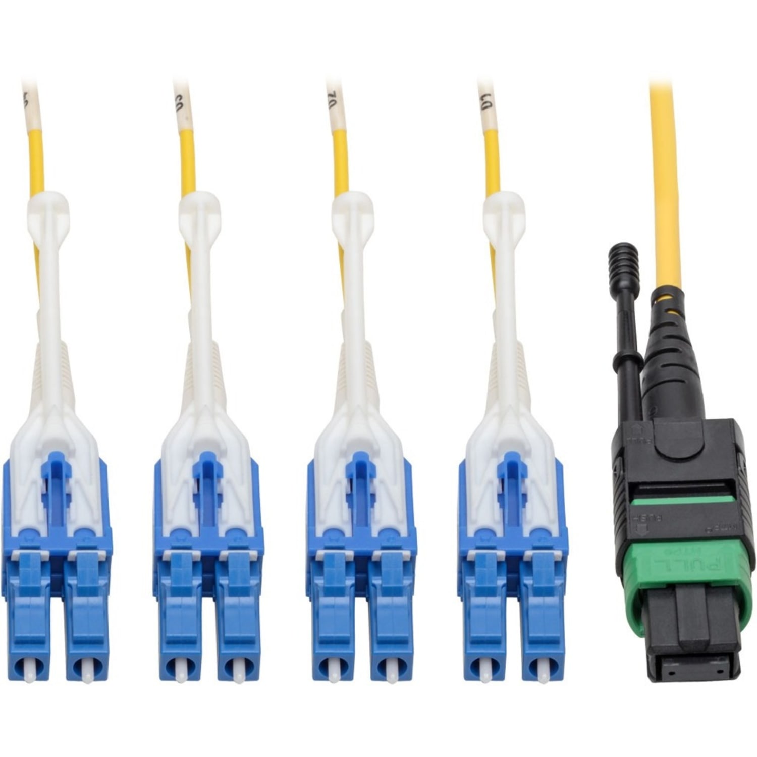 Eaton Tripp Lite Series MTP/MPO (APC) to 4xLC (UPC) Singlemode Breakout Patch Cable, 40/100 GbE, QSFP+ 40GBAS - N39003M8LCAP