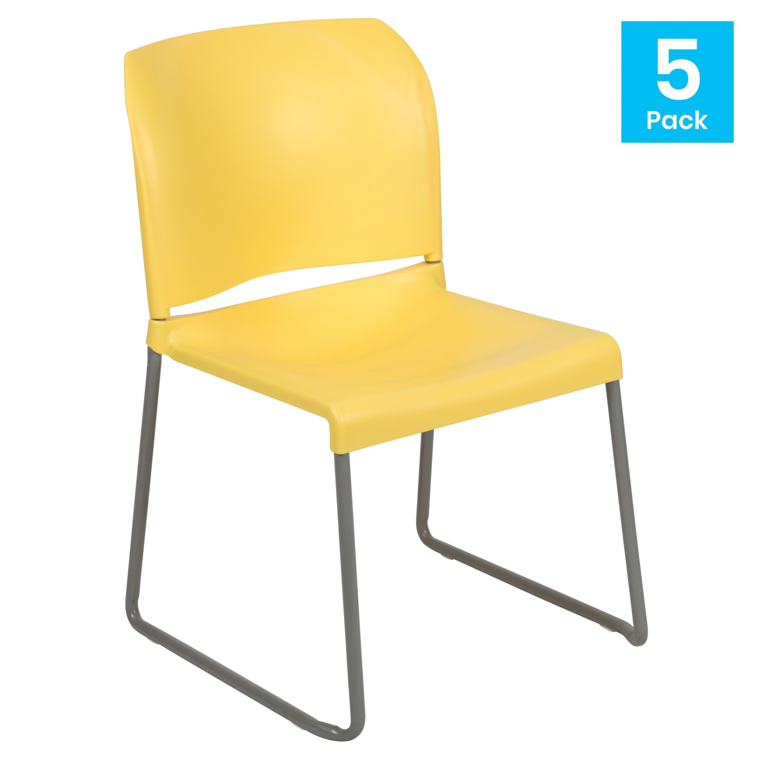 Flash Furniture HERCULES Series Full Back Contoured Stack Chairs YellowGray Set Of 5 Chairs PopularChairscom
