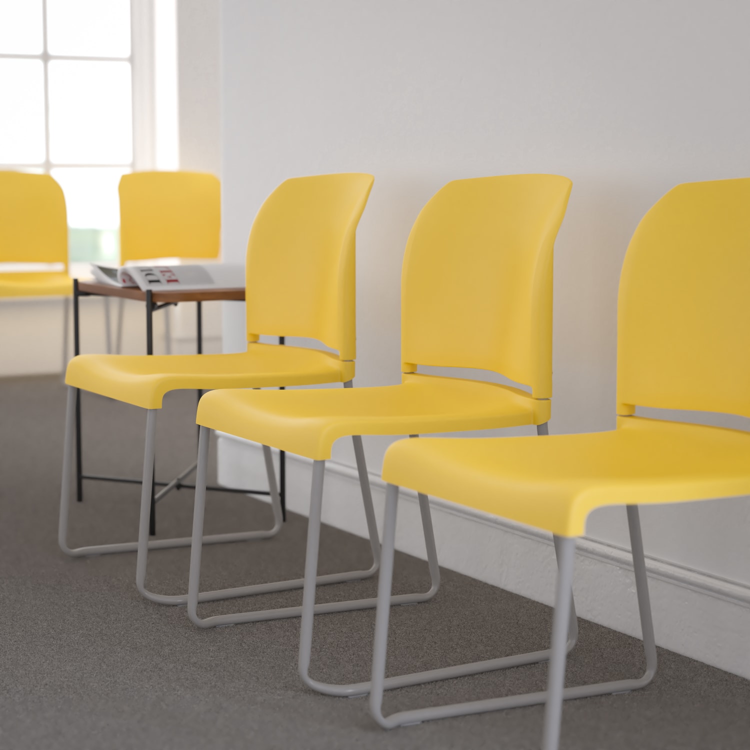 Flash Furniture HERCULES Series Full Back Contoured Stack Chairs YellowGray Set Of 5 Chairs PopularChairscom