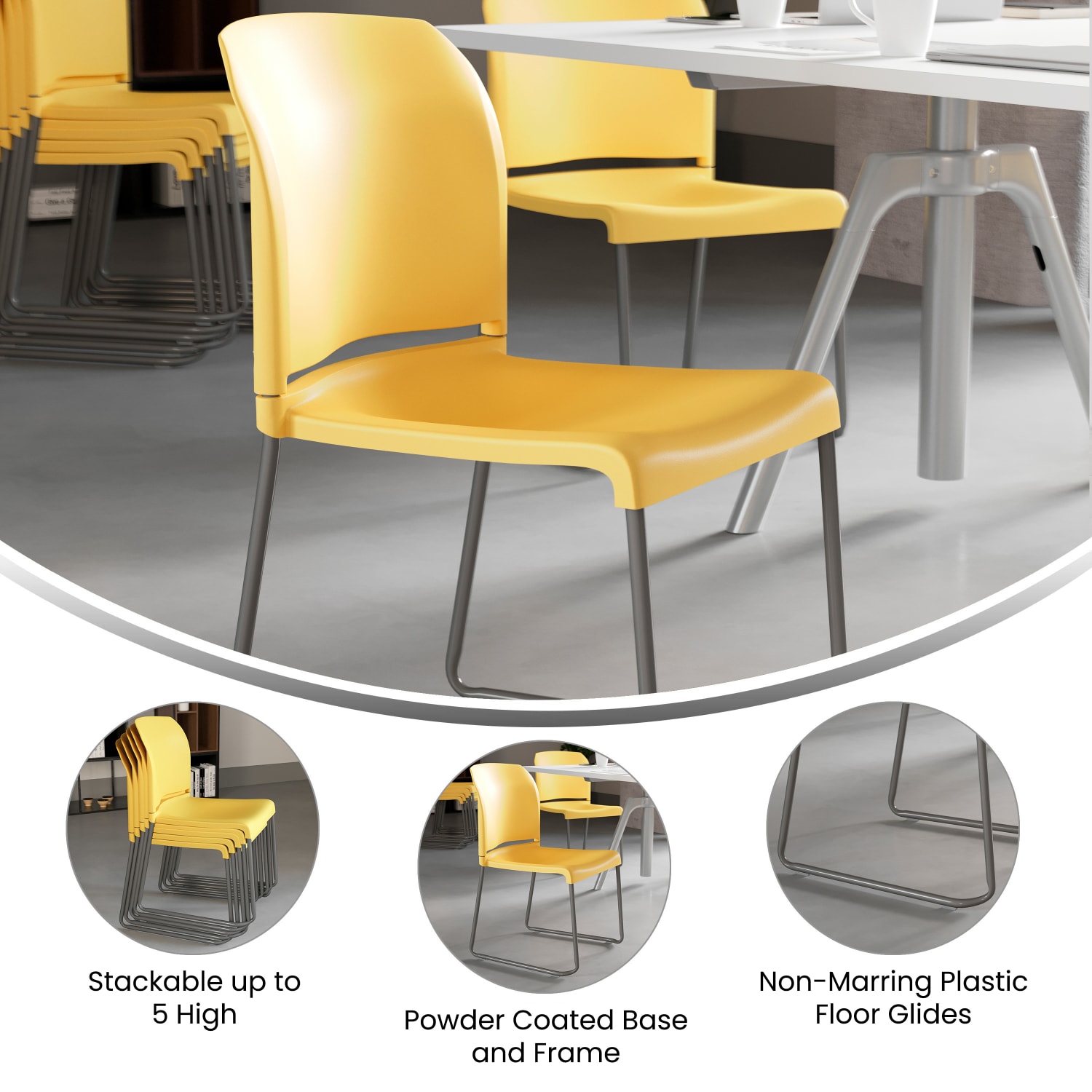 Flash Furniture HERCULES Series Full Back Contoured Stack Chairs YellowGray Set Of 5 Chairs PopularChairscom