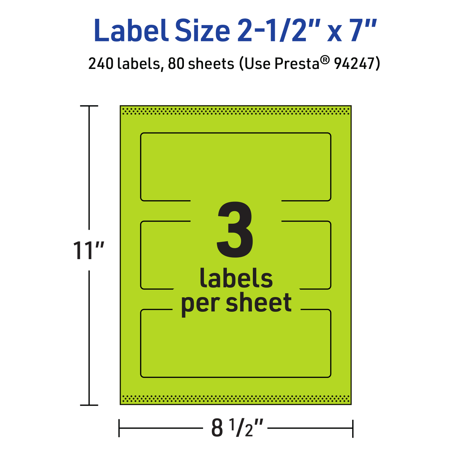 Avery Print-To-The-Edge Labels With Sure Feed Technology, 94247-BGP80, Rectangle, 2-1/2in x 7in, Matte Bright Green, Pack of 240 - Image 6
