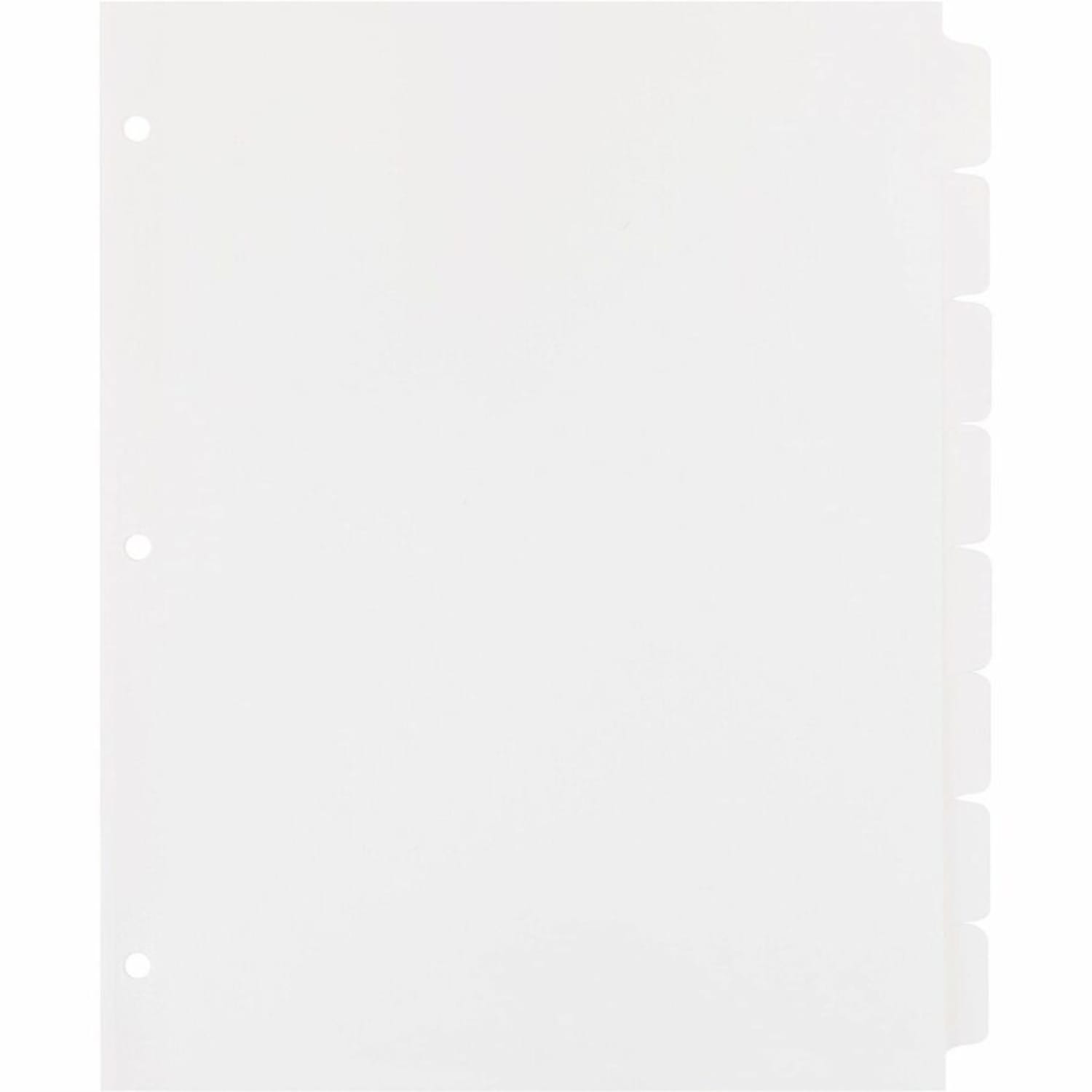 Business Source Punched Laser Index Dividers - 8 Blank Tab(s) - 8 Tab(s)/Set - 8.5in Divider Width x 11in Divider Length - Letter - 3 Hole Punched - White Paper Divider - White Tab(s) - 100% Recycled - Mylar Reinforcement, Reinforced, Punched - 25 / Box - Image 5