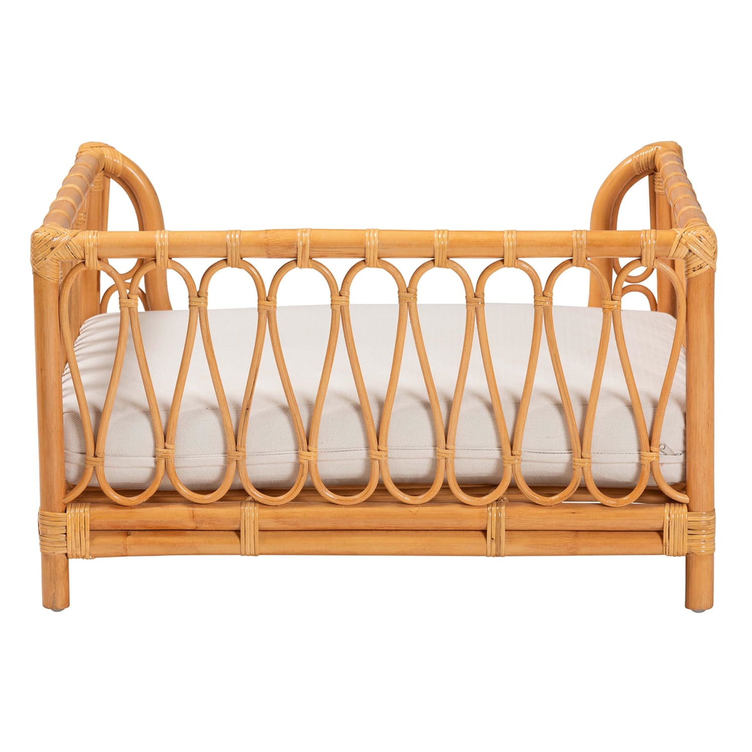 bali & pari Kierra Bohemian Rattan Pet Bed, 22in x 28in, Honey - Image 5